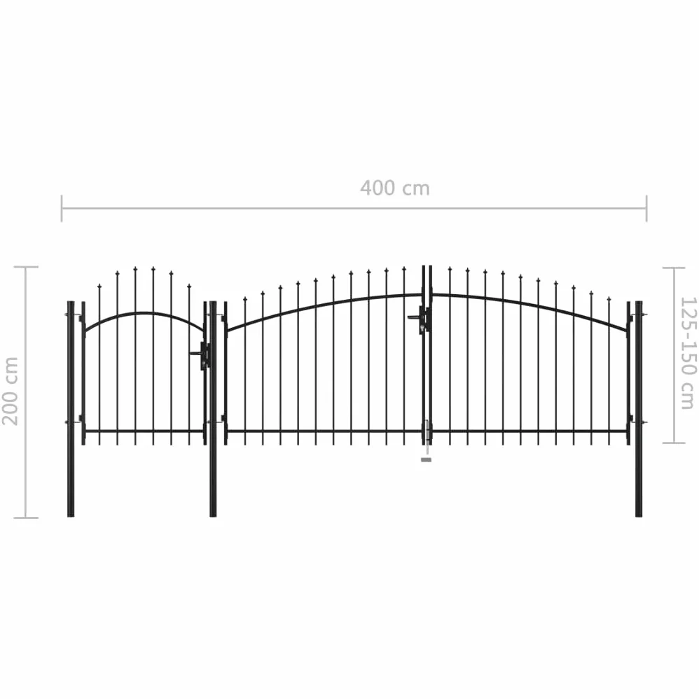 Cancello da giardino, con sistema di bloccaggio, 1,5 x 4 m, in acciaio verniciato a polvere, per ingresso esterno, patio e terrazza