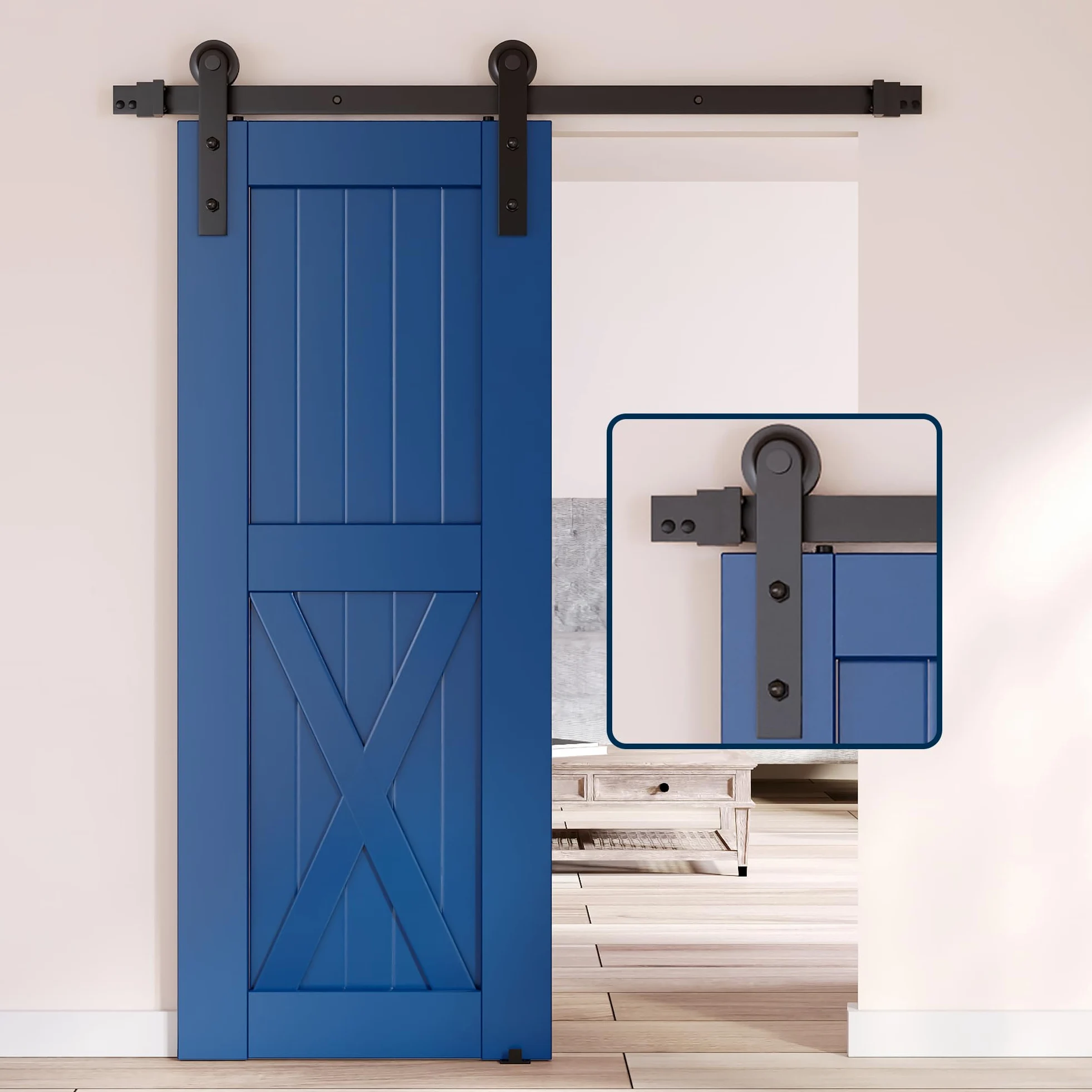 SKYSEN Porta Scorrevole Esterno Muro 183cm, per sistema di Cancelli scorrevoli con guida a pavimento, guida scorrevole, durevole, ideale per risparmiare spazio