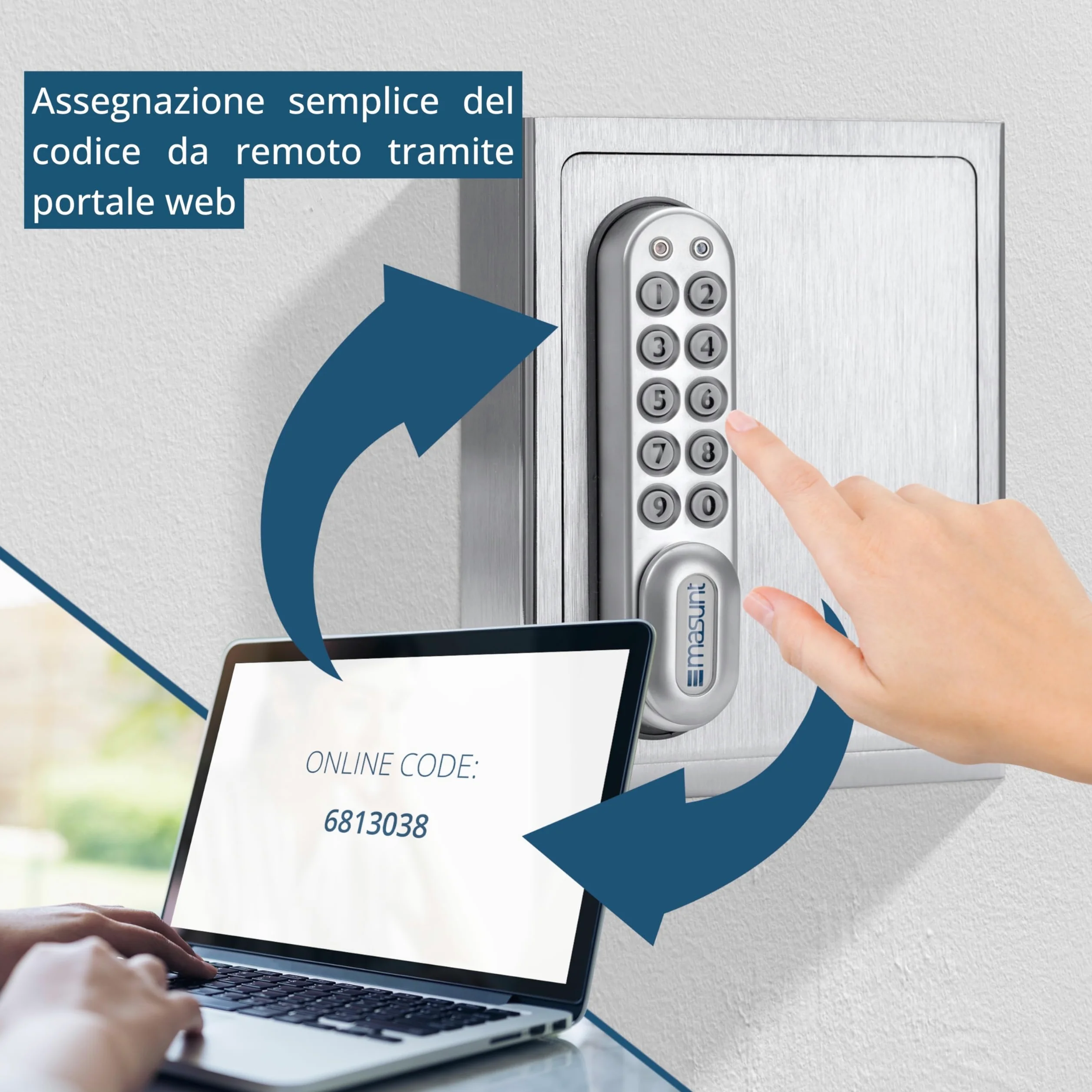 masunt cassaforte per chiavi 1120 E Code | Innovativa assegnazione online del codice a distanza | cassaforte elettronica per chiavi in acciaio inox V2A massiccio | antieffrazione