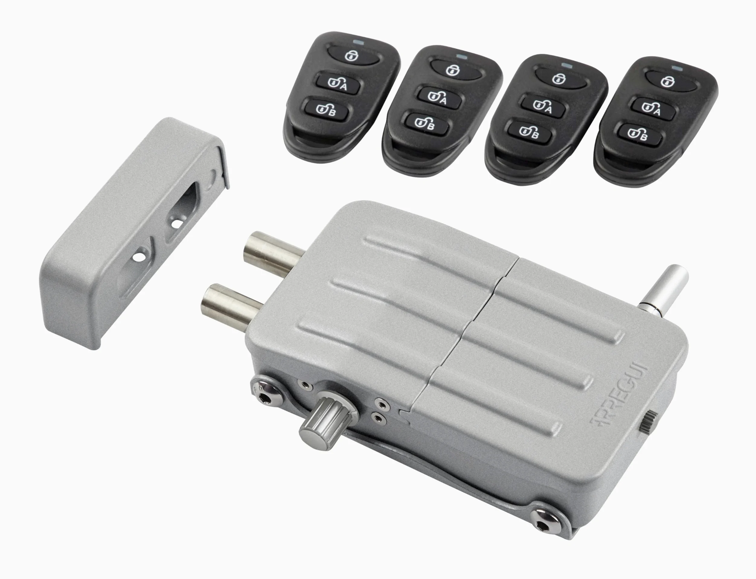 ARREGUI CI10P Serratura di Sicurezza Invisibile per Porta con 4 Telecomandi, Antifurto, Serratura Elettronica per Porta, Serratura Wireless, Catenaccio Interno, argento