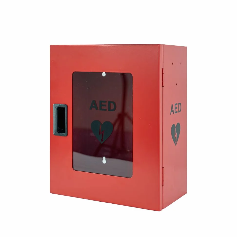ISOP Armadio per Defibrillatore – Armadio per DEA – Scatola per DEA – Supporto per Defibrillatore – Vetrina per DEA – Scatola Rossa per Attrezzature di Sicurezza Antincendio – 36 × 29 × 17 cm – Rosso