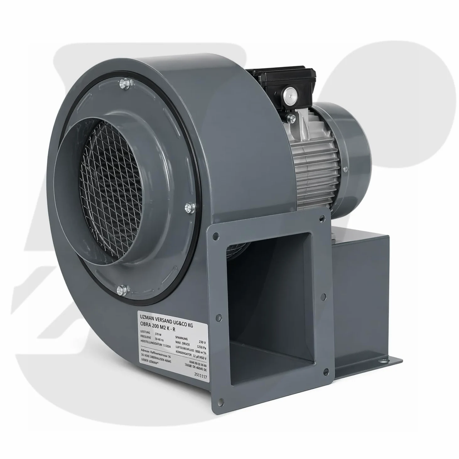 OBR200 230V Industriale Aspiratori Ventilazione Centrifugo. Ventilatore Radiale Axiale Ventola Estrattore Tubulare