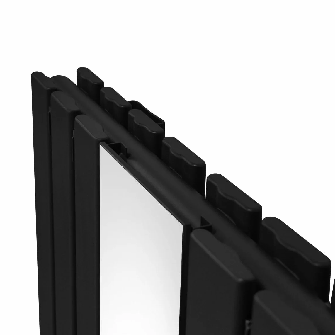 Radiatore con specchio 1800mm x 565mm e valvole TRV cromate Radiatore di design a doppia colonna verticale in acciaio al carbonio Nero Kit di fissaggio e staffe con spazzola di pulizia