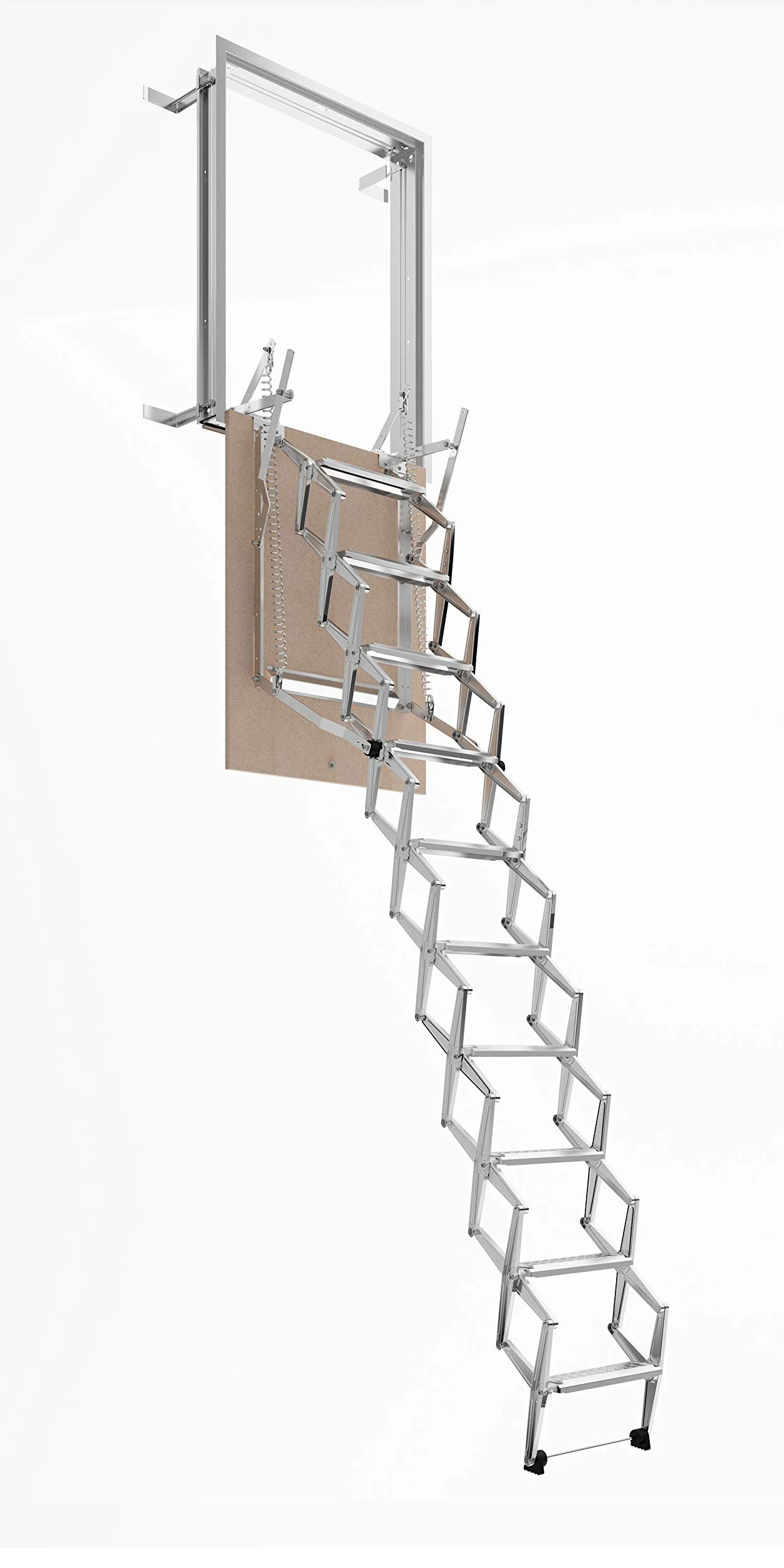 Scala Retrattile Pantografo Parete | Gradino Lato 60 | Misura 60x90 H=276-300 cm