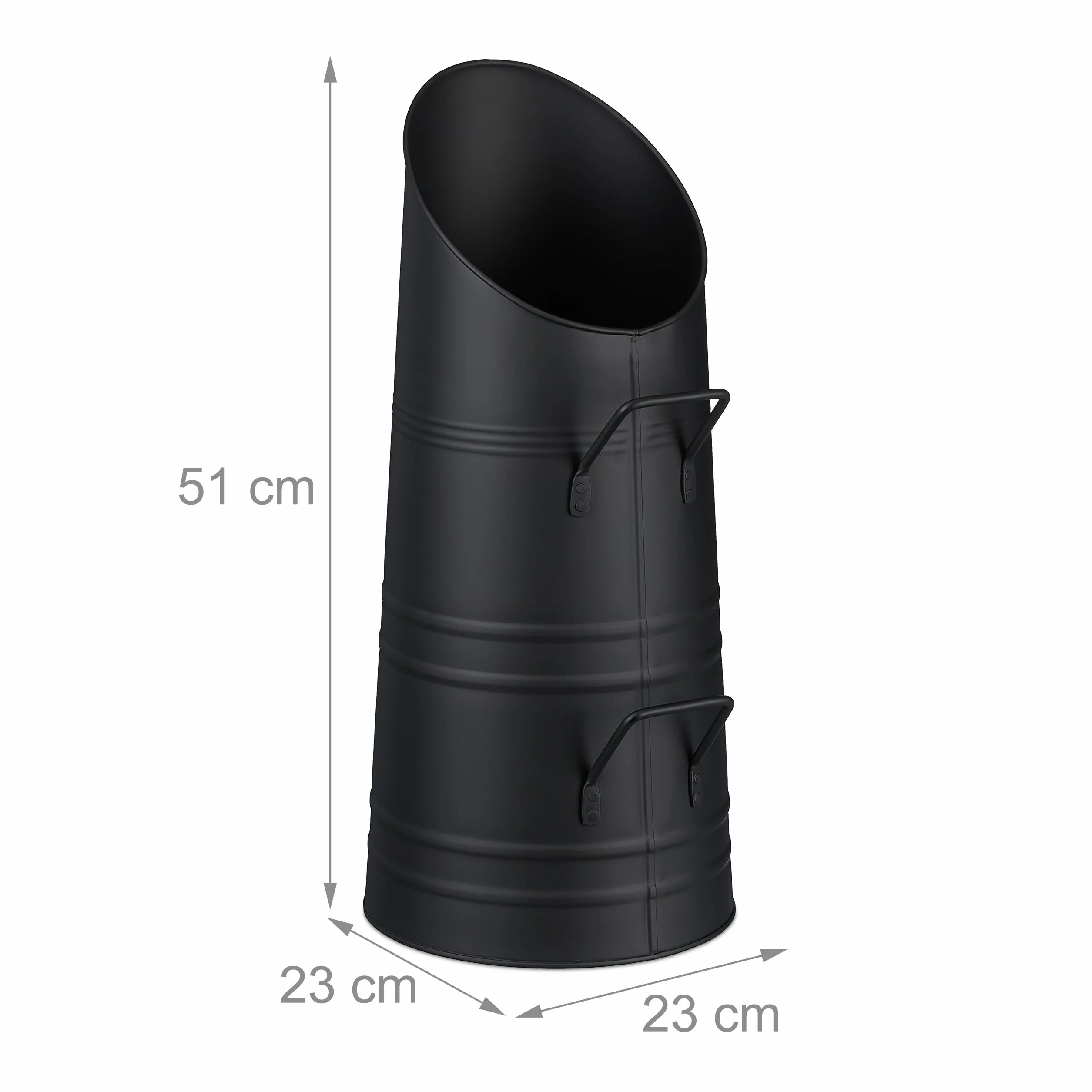 Relaxdays Contenitore Porta Carbone da Camino, Secchio per Pellet Caminetto, Secchiello Portacenere da 9 L, Ferro, Nero
