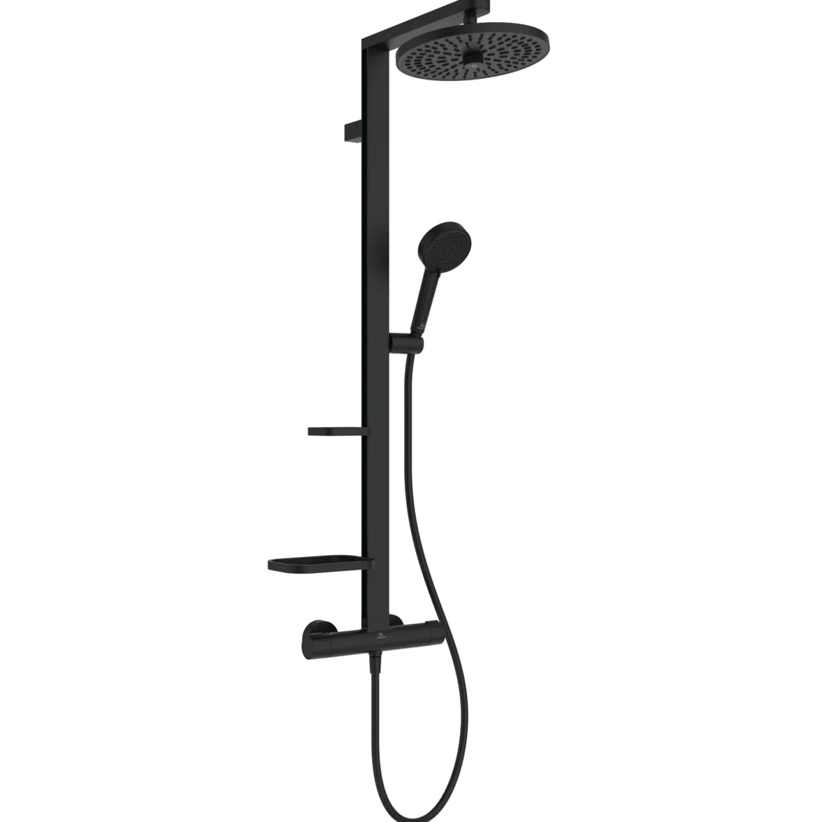 Ideal Standard Ceratherm Alu+ Colonna doccia, Realizzato con l'100% di alluminio riciclato, doccia a risparmio idrico con getti variabili e protezione antiscottatura – Nero Opaco (356x501x1113 mm)