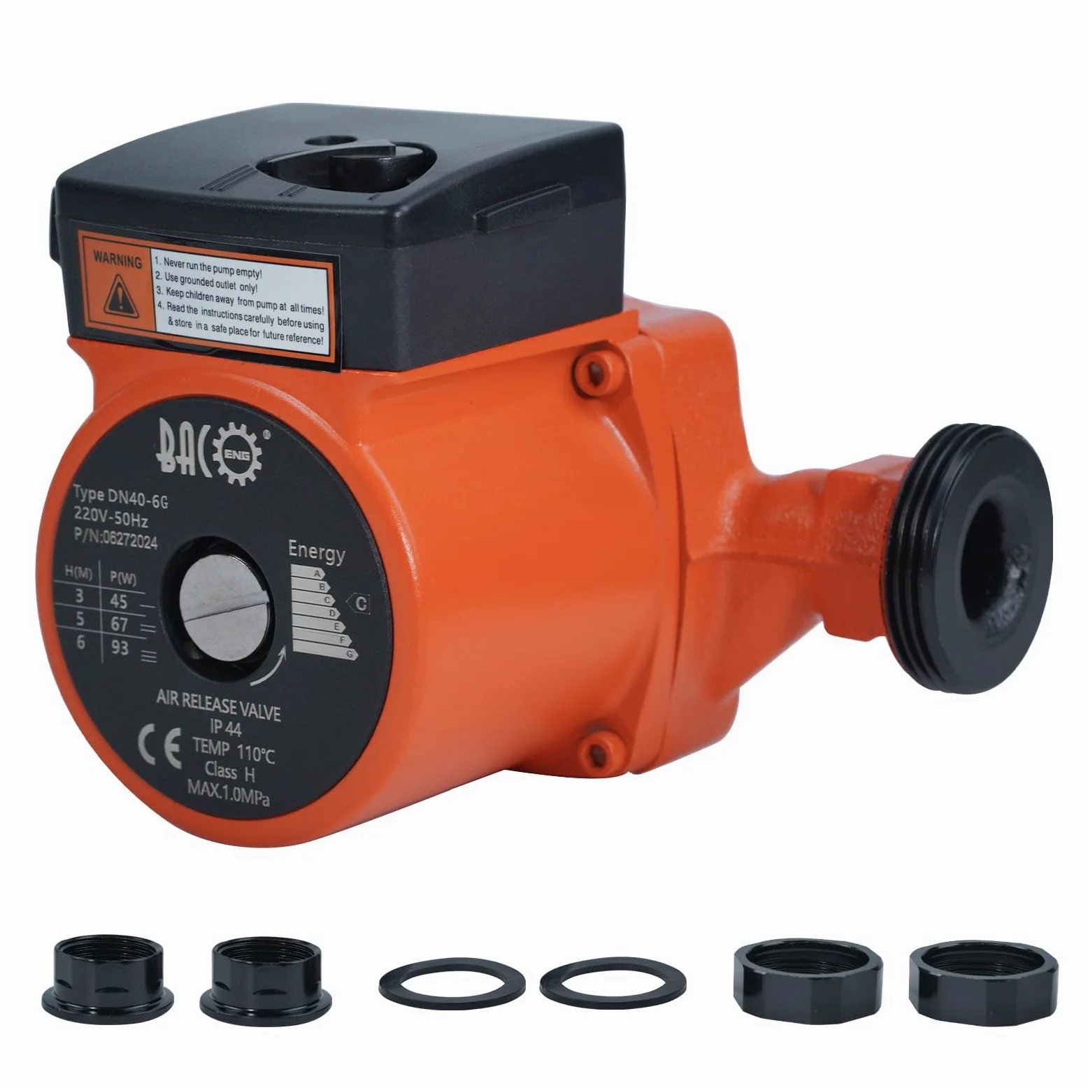 BACOENG Pompa di Circolazione Pompa di Riscaldamento RS 25/6-180 Circolatore Pompa Acqua per Riscaldamento Centralizzato 220V/50 Hz