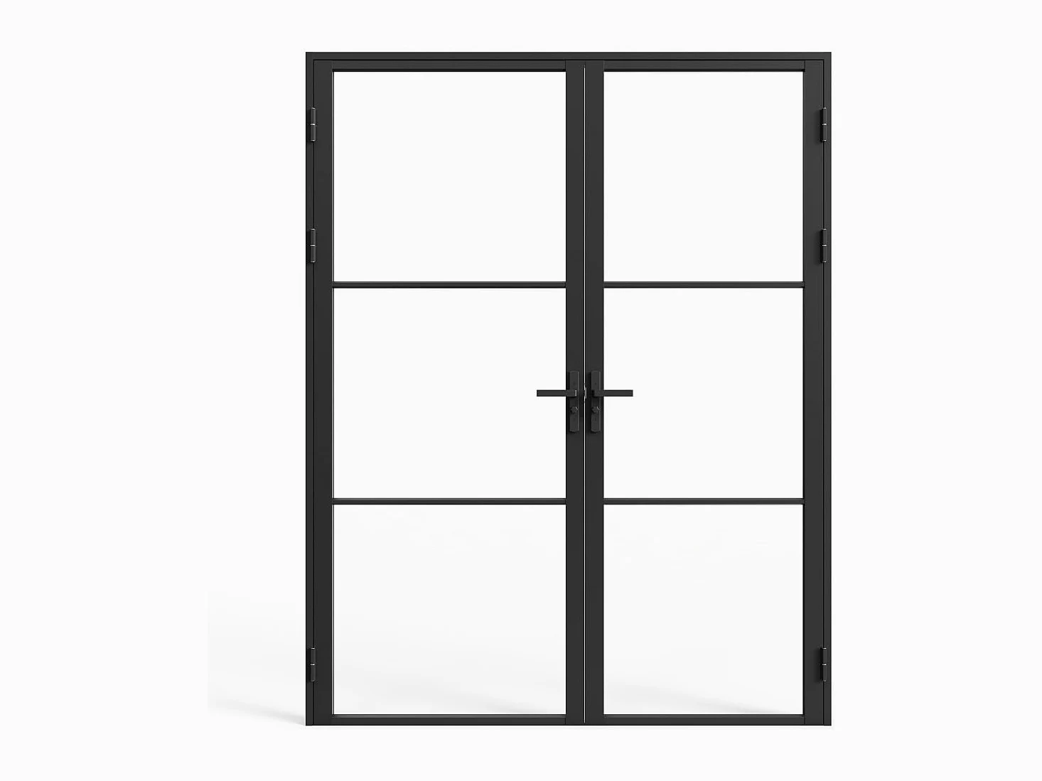 Vente-unique - Blocco porta reversibile a due battenti H204 cm x L146 cm in Alluminio e Vetro temperato - MASERU