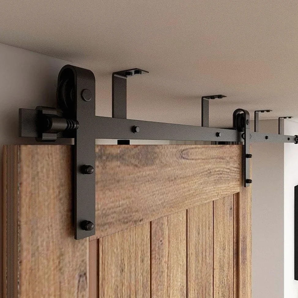 CCJH 183cm/6FT Kit di Binario per Porta Scorrevole a Soffitto, Kit di Pista per Porta in Legno Singola (Forma J)