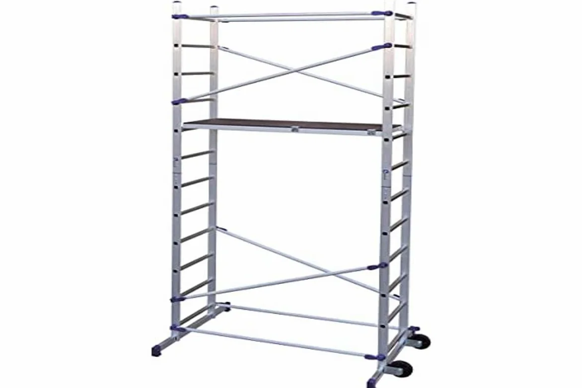 FACAL PINNA CLIC PN/CLI, Trabattello in alluminio, altezza di lavoro 436 cm, Altezza della scala 365 cm, colore Alluminio, blu