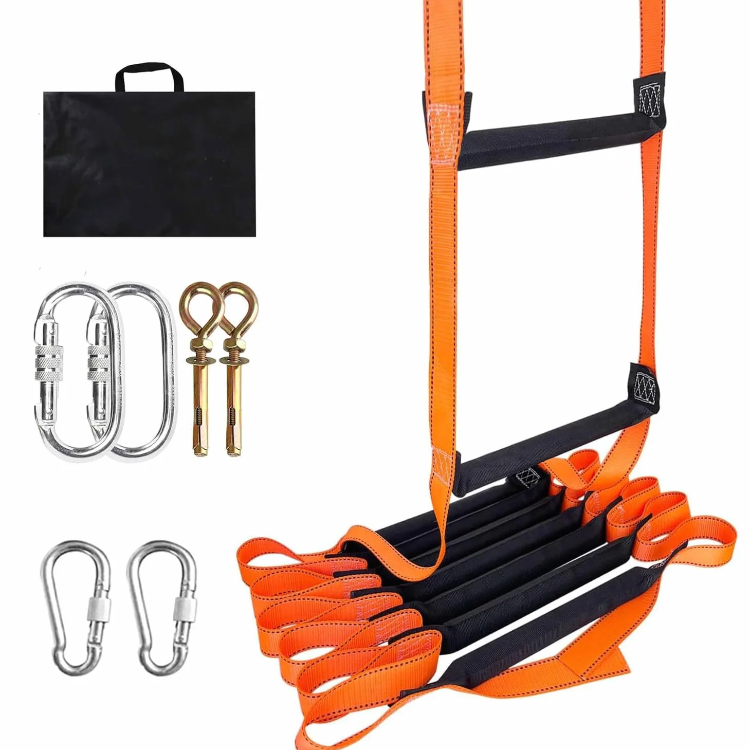 Scala di Salvataggio Resistente al Fuoco con 2 Moschettoni - Scala d'Emergenza Portatile, Portata Massima 600kg per Casa e Ufficio (15M)