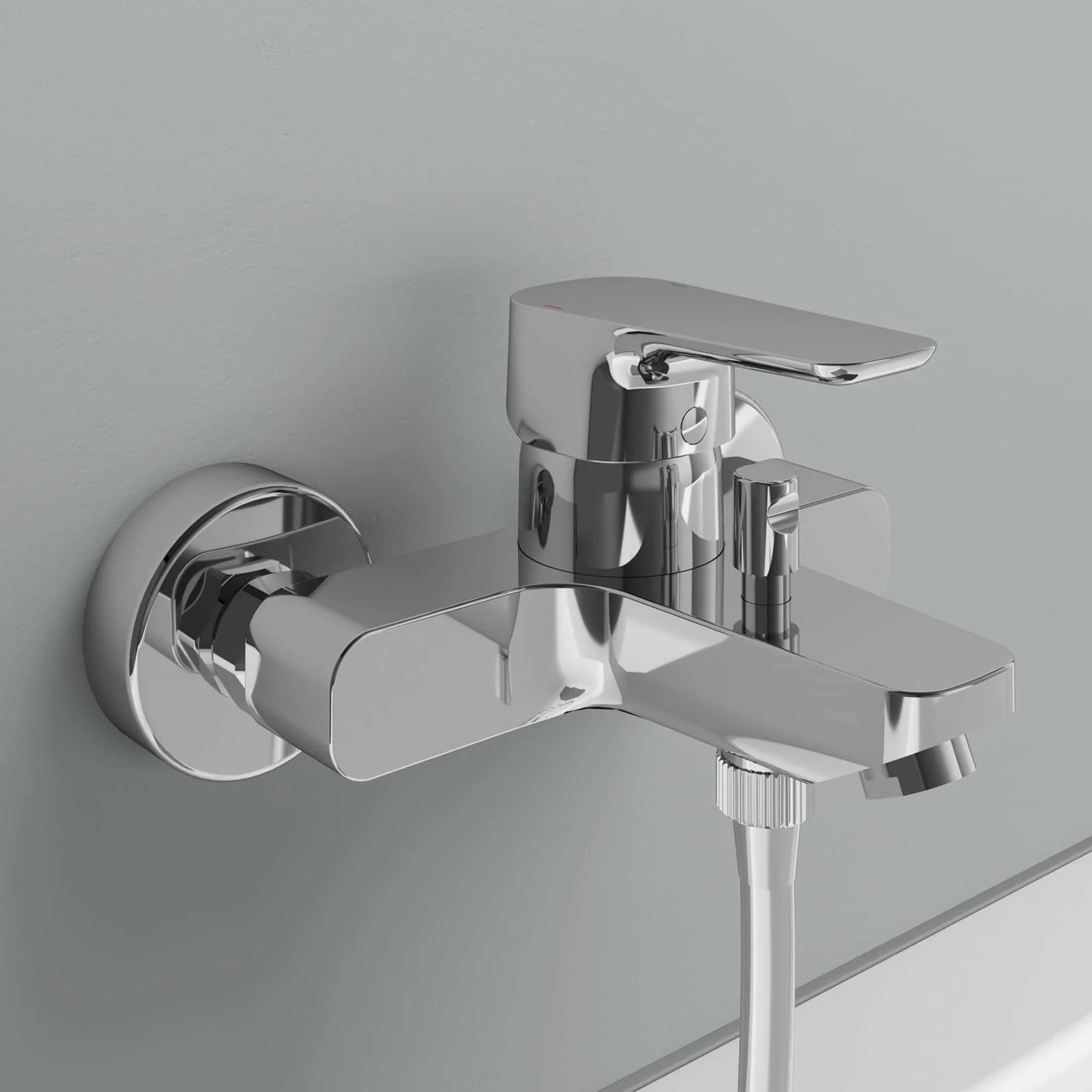 Ideal Standard - Ceraplan III, Set miscelatore esterno vasca/doccia con accessori, Tecnologia Click, Firmaflow, Cromato