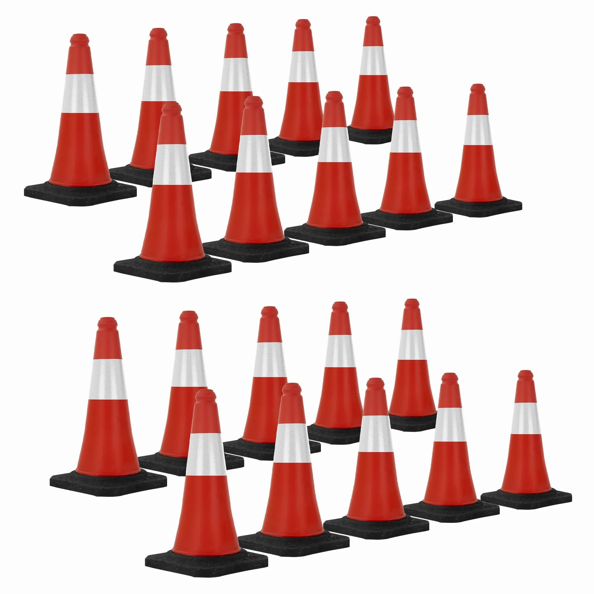 ECD Germany Set 20x Coni Stradali Segnaletici per Il Traffico da 51 cm Rosso e Bianco Coni con Strisce Bianche Riflettenti Piloni con Base Pesante di Avvertimento Cono di Marcatura di Segnalazione