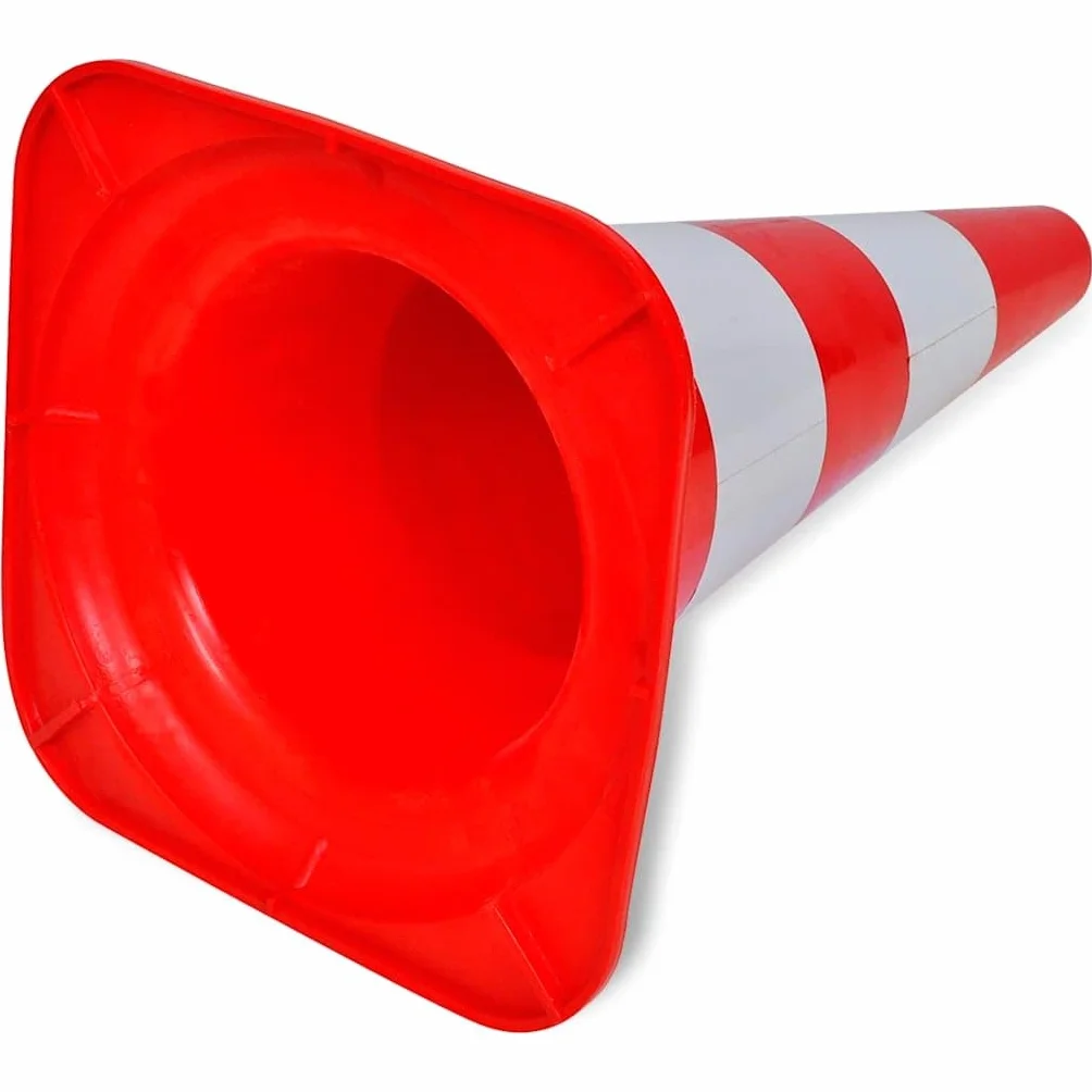vidaXL 10x Coni Stradali Segnaletici Riflettenti Rosso e Bianco Spartitraffico