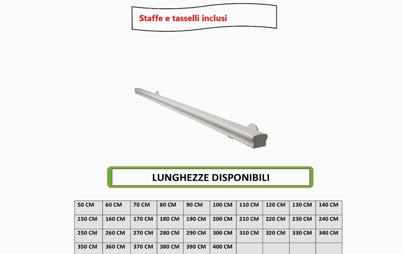 Corrimano in legno massello | Lunghezze da 50 cm a 400 cm | Corrimano Bianco | modello British| Made in Italy (260 cm)
