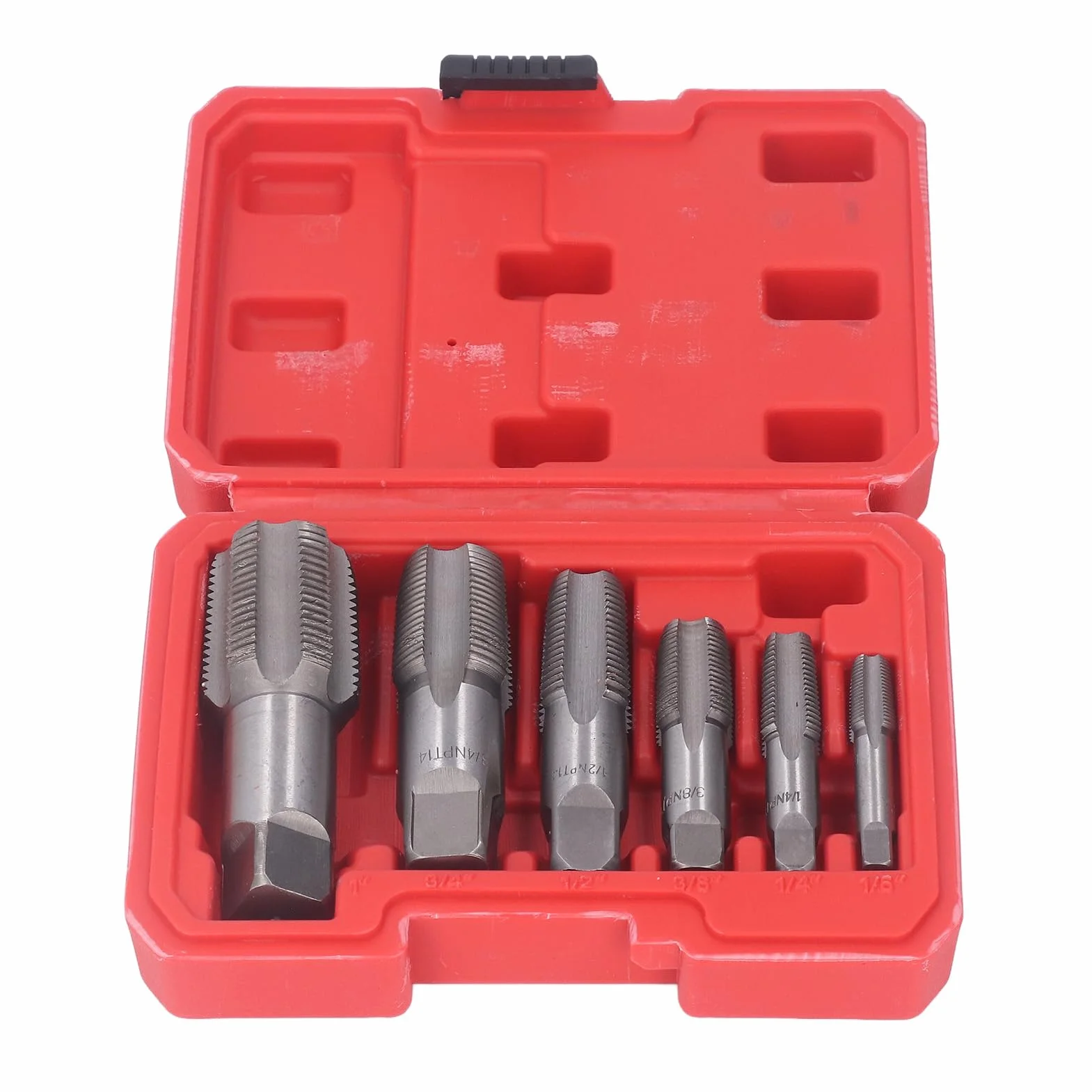 Set di Maschi per Tubi NPT 6 Pezzi, Kit di Strumenti per Maschiatura Filettatura 1 Pollice, 3/4 Pollice, 1/2 Pollice, 3/8 Pollice, 1/4 Pollice e 1/8 Pollice, Utensile