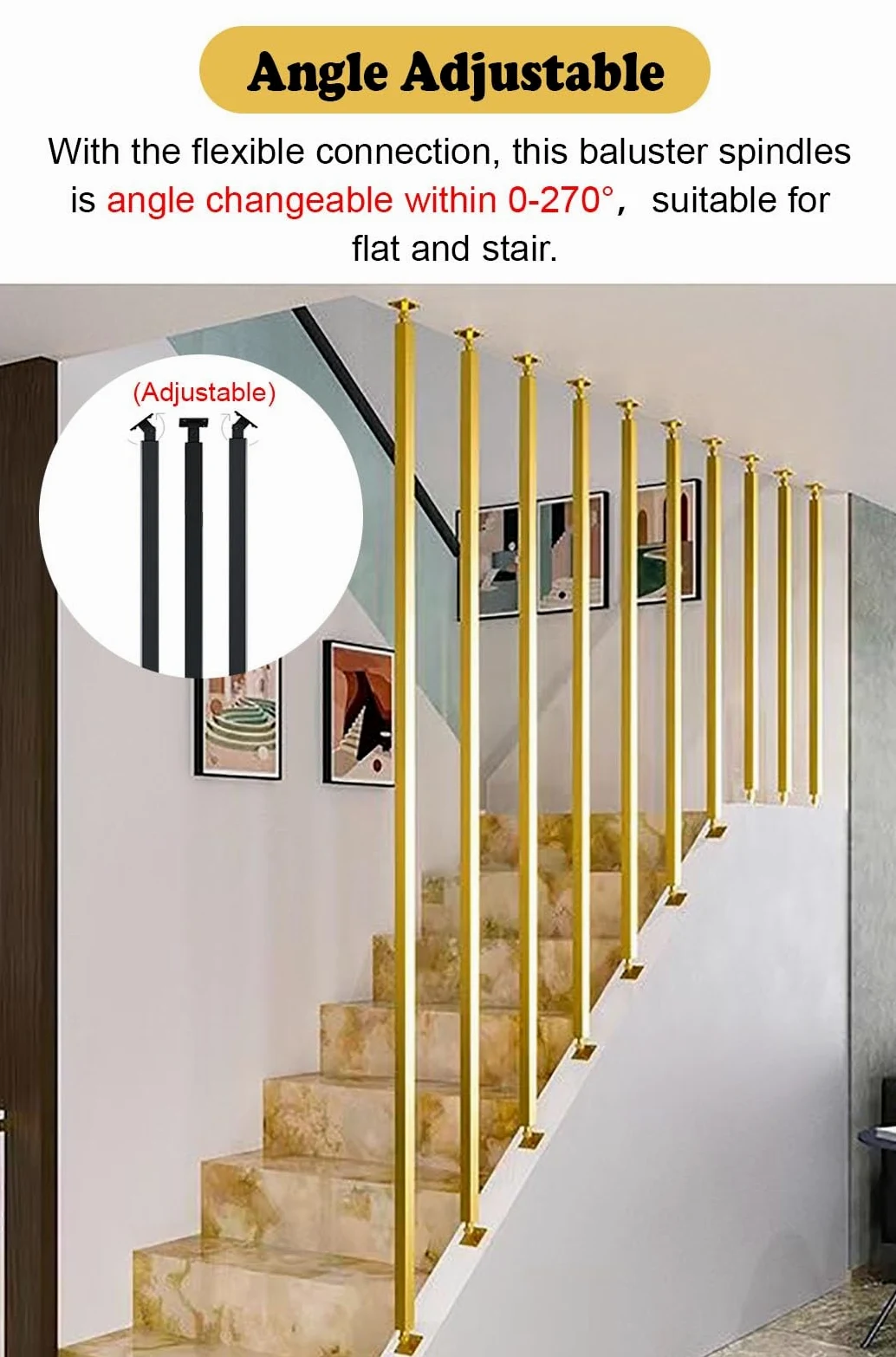 Ringhiera Per Scale Balaustre in metallo per scale interne, Spine di coperta di lunghezza personalizzabile per scale in piano e in pendenza, Decorazione dei gradini delle scale(White,145m/57.1in/4.8ft