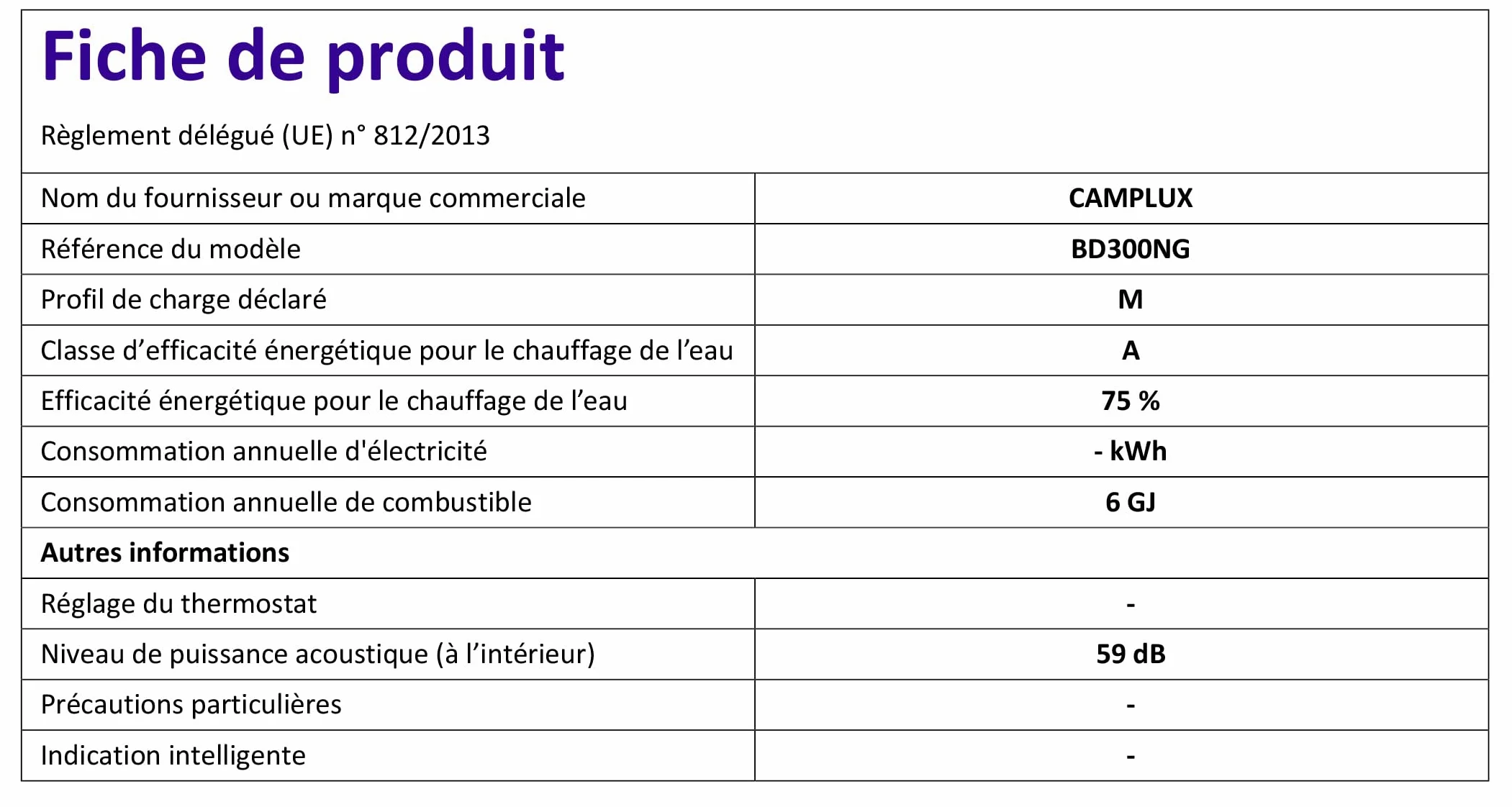 CAMPLUX BD300NG Scaldabagno a Gas 11 Litri, ErP/Low NOx, a Metano, 20mbar, 22kW, 3V, Bianco