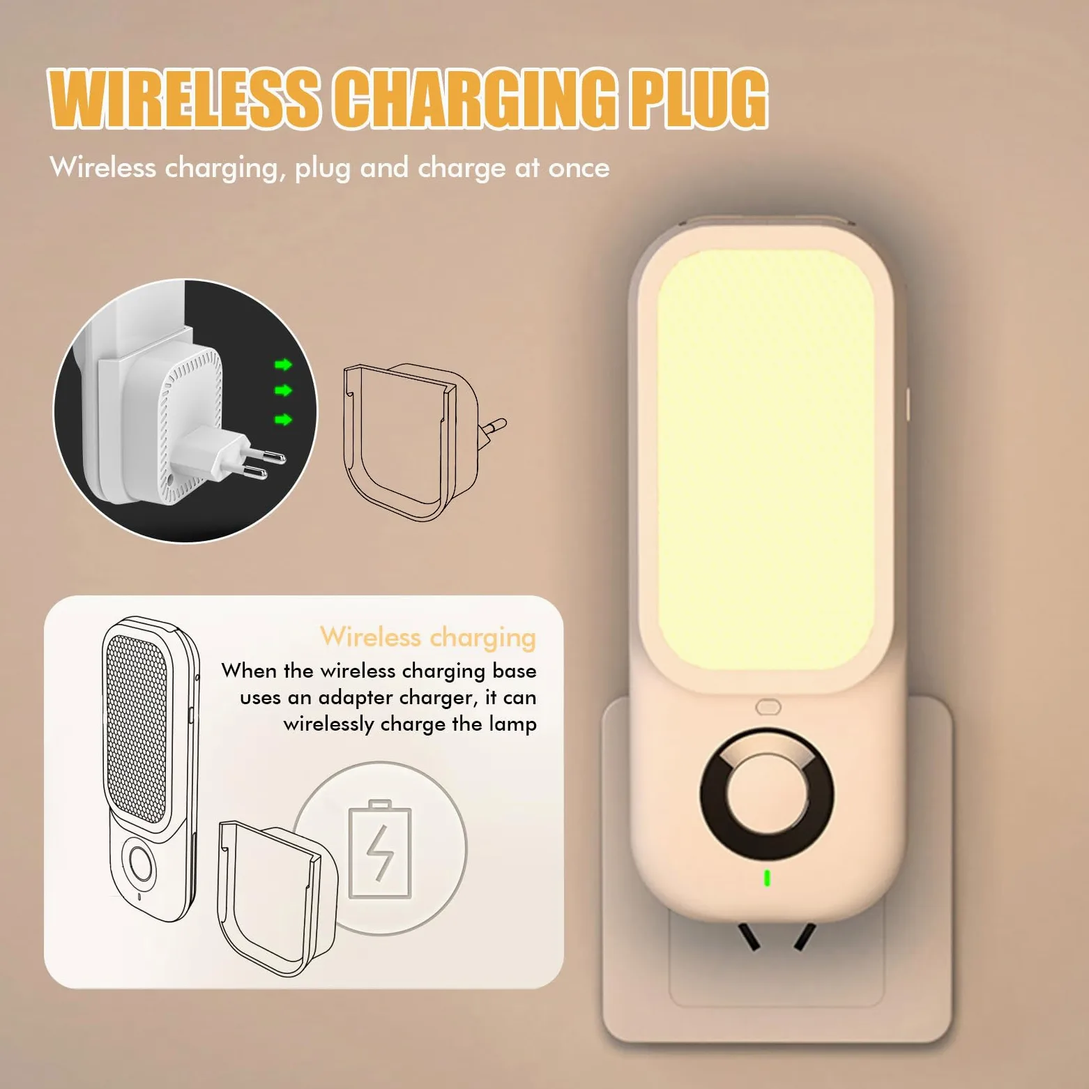 PORFOYO 2 pezzi luce notturna, presa notturna, presa di corrente, 4 in 1, torcia a induzione, luci notturne con sensore di movimento, luci a LED, luce di emergenza per interni ed esterni