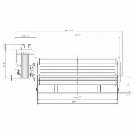 Ventola tangenziale EBM QLZ06/0018B38-2518H-139 Motore Sinistro