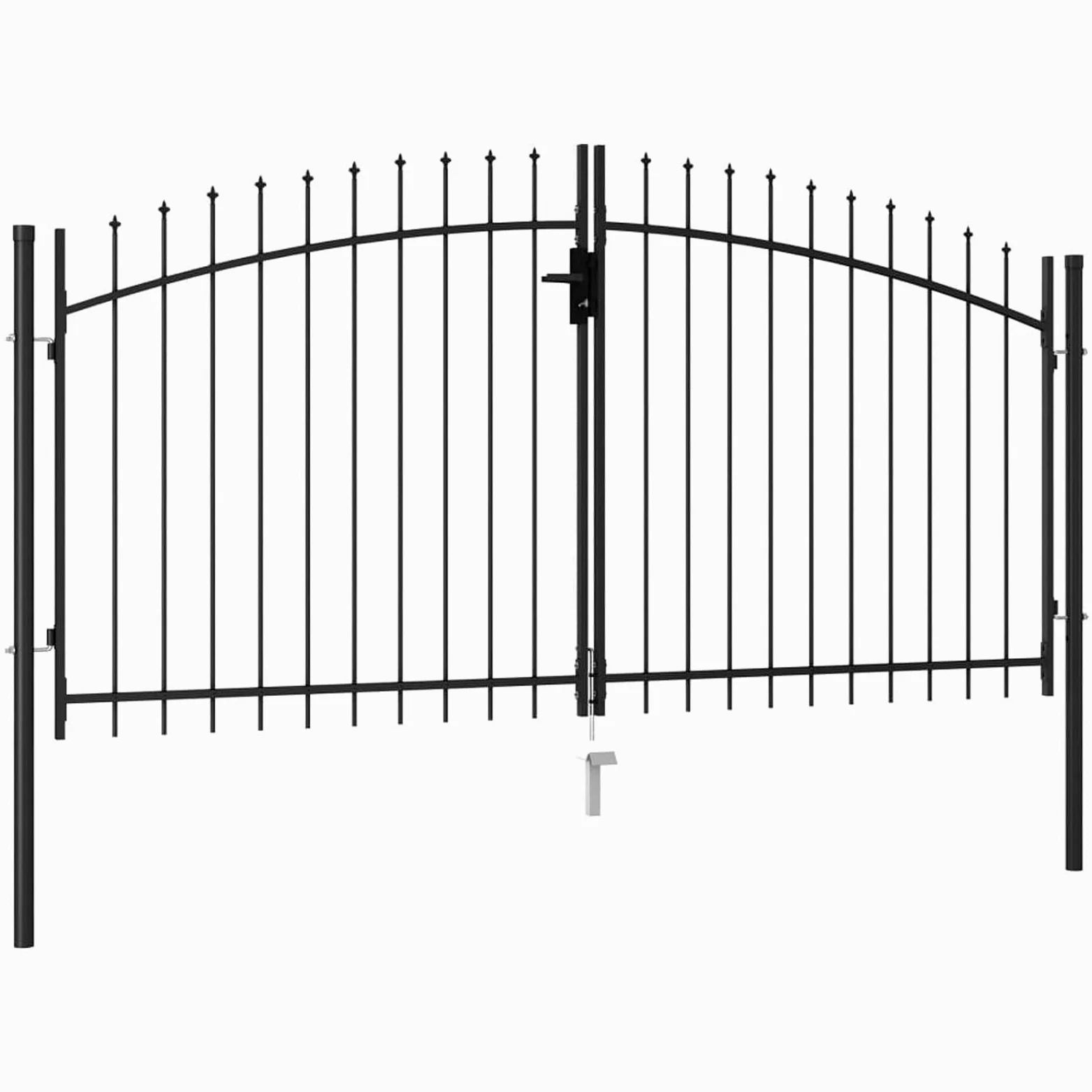 Gecheer Cancello da Giardino a Doppia Anta con Punte a Lancia in Acciaio Nero 300x150/175/200 cm 400x200/248 cm,Cacello per Recinzione,Cancello in Metallo,Cancello da Esterno,Cancello in Acciaio