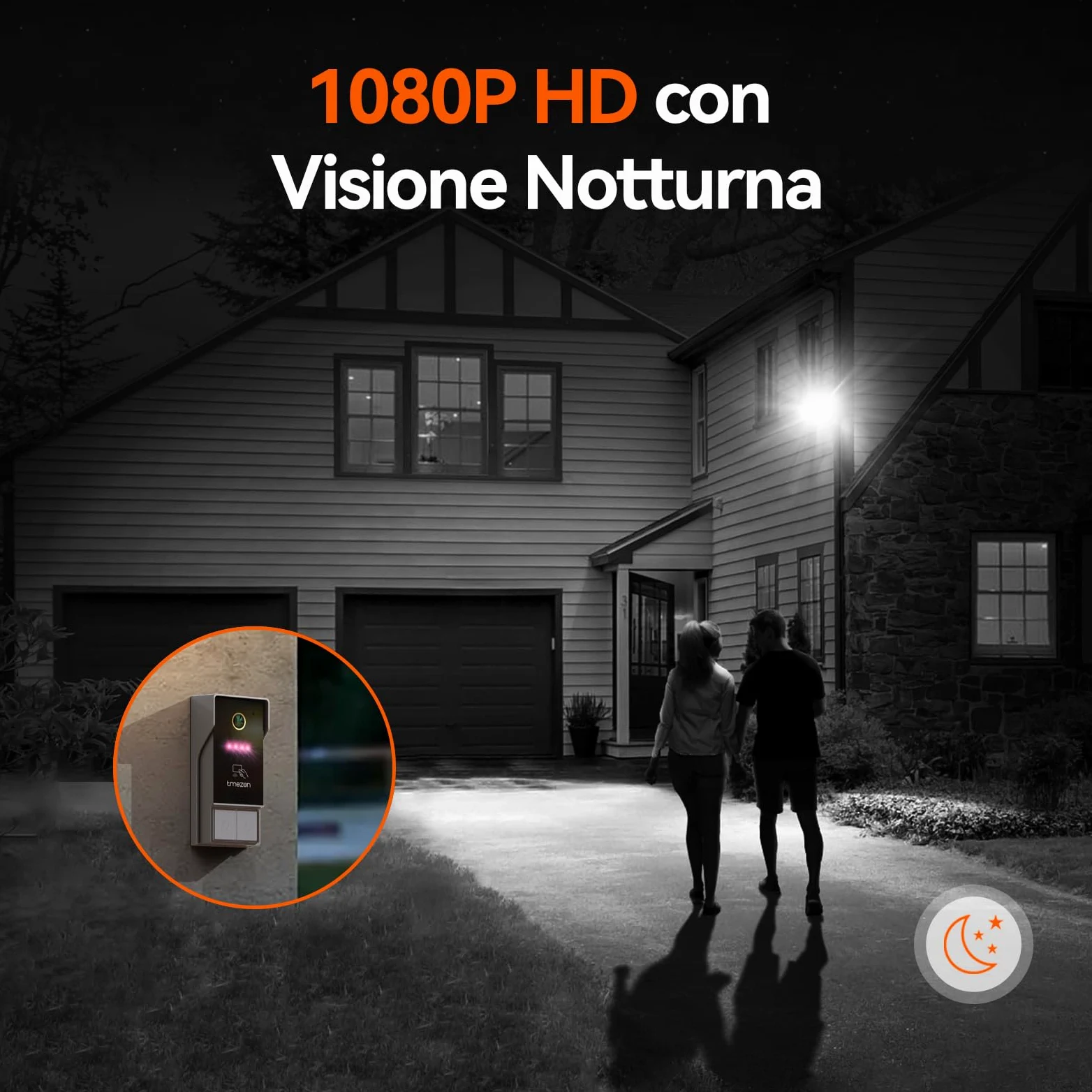 TMEZON Videocitofono Bifamiliare Y73,Videocitofono Smart Wifi 2 Fili con due monitor a Colori TFT LCD da 7'' e Campanello Esterno con Telecamera 1080P, Sblocco APP/RFID,Rilevamento Movimento Umano
