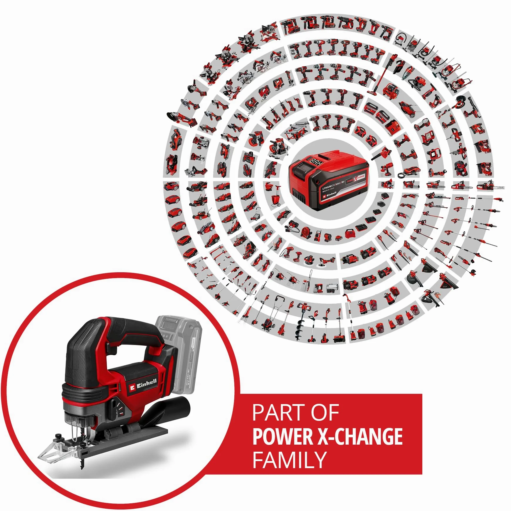 Seghetto alternativo Einhell Professional TE-JS 18/100 Li-Solo Power X-Change (18 V, profondità taglio 100 mm su legno, altezza sollevamento 26 mm, passo max. 45º, incl. lama, senza batteria)