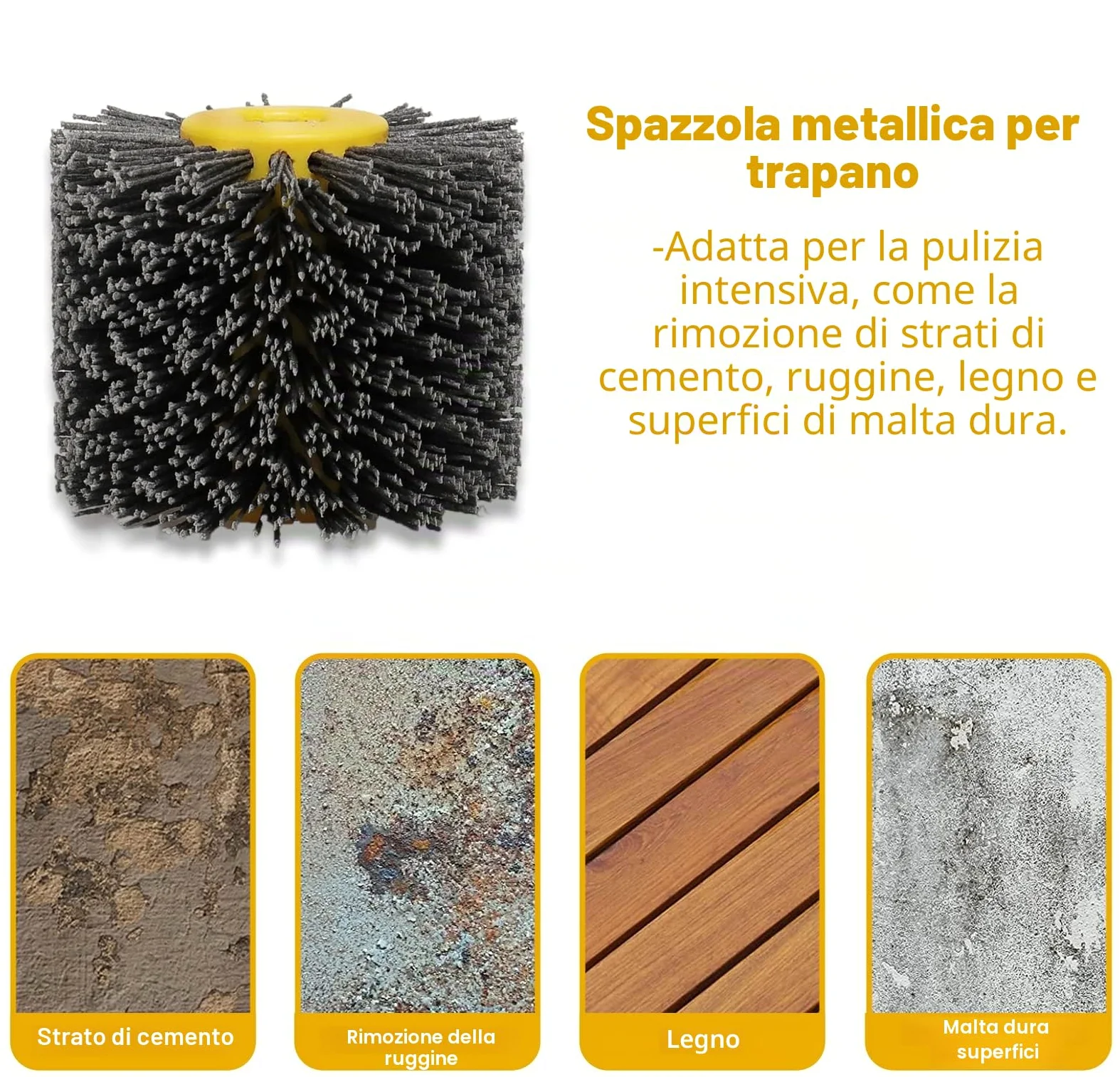Abrasivi Wire,Drum Brush #60 Spazzola Brunishing Lucidatura de nylon mobili in Legno Brillante per Lucidatura Striping Disegno Grit(Grigio)