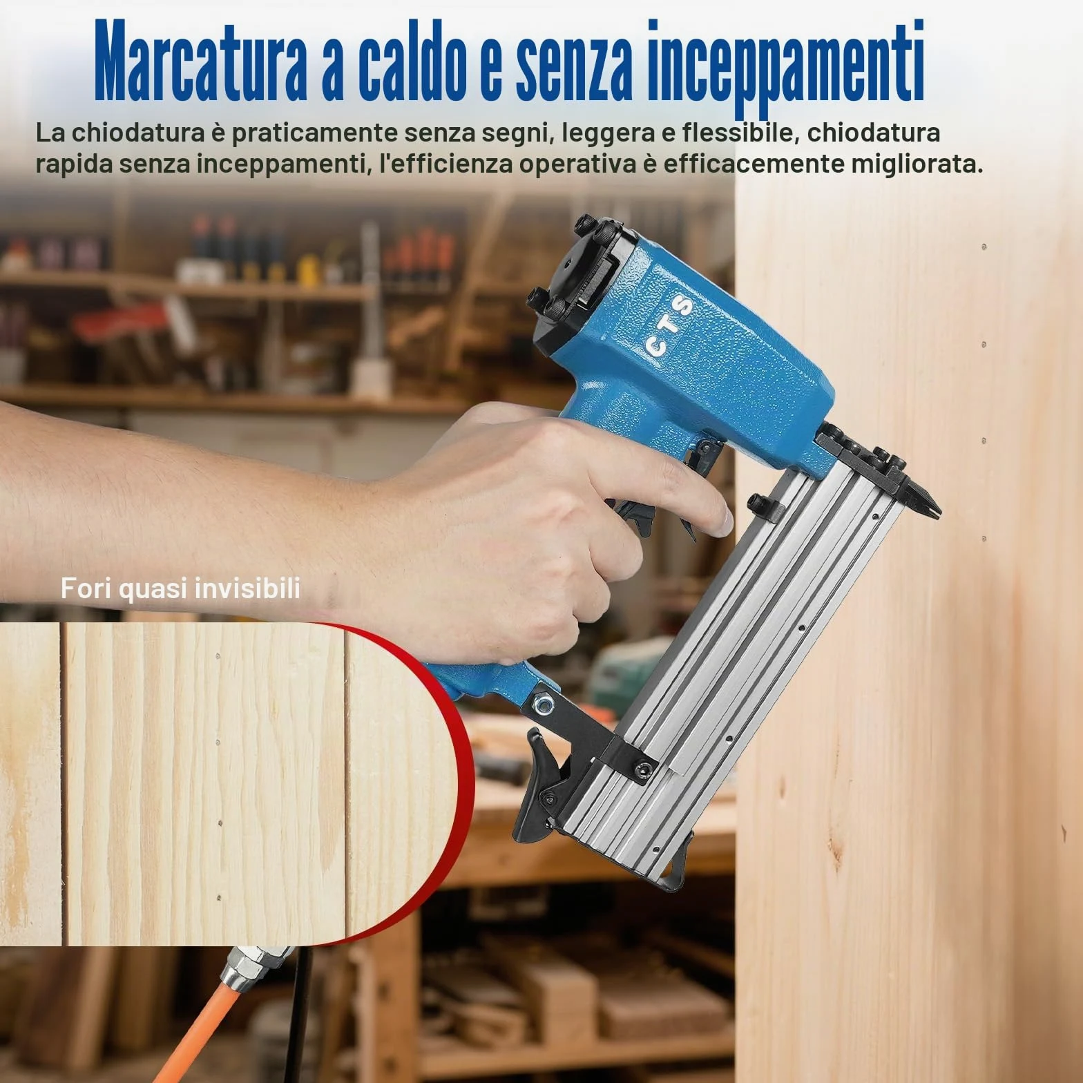P630C - Chiodatrice pneumatica con pin da 23 gauge, 3000 chiodi inclusi, pistola con pin senza testa e grilletto di sicurezza, adatta per chiodi da 12 a 30 mm, micro pin per armadi