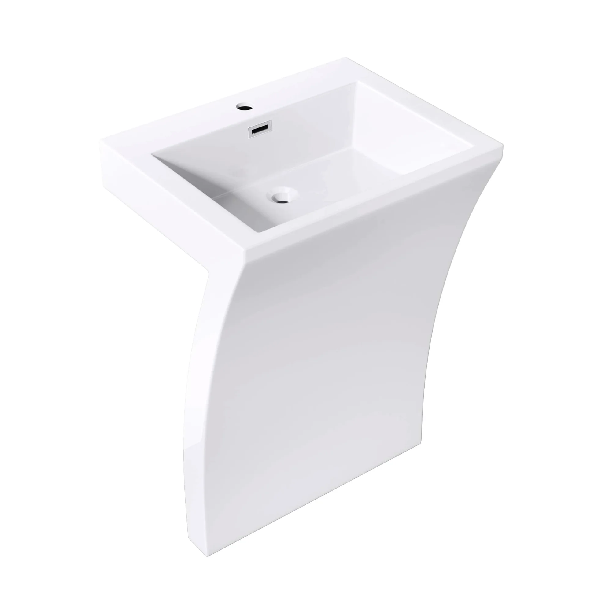Mai & Mai Lavandino a Colonna 60X48X83cm,Lavandino su Piedistallo per Bagni Colossum07 da Minerale Fuso, un Foro per la Rubinetteria,Bianco