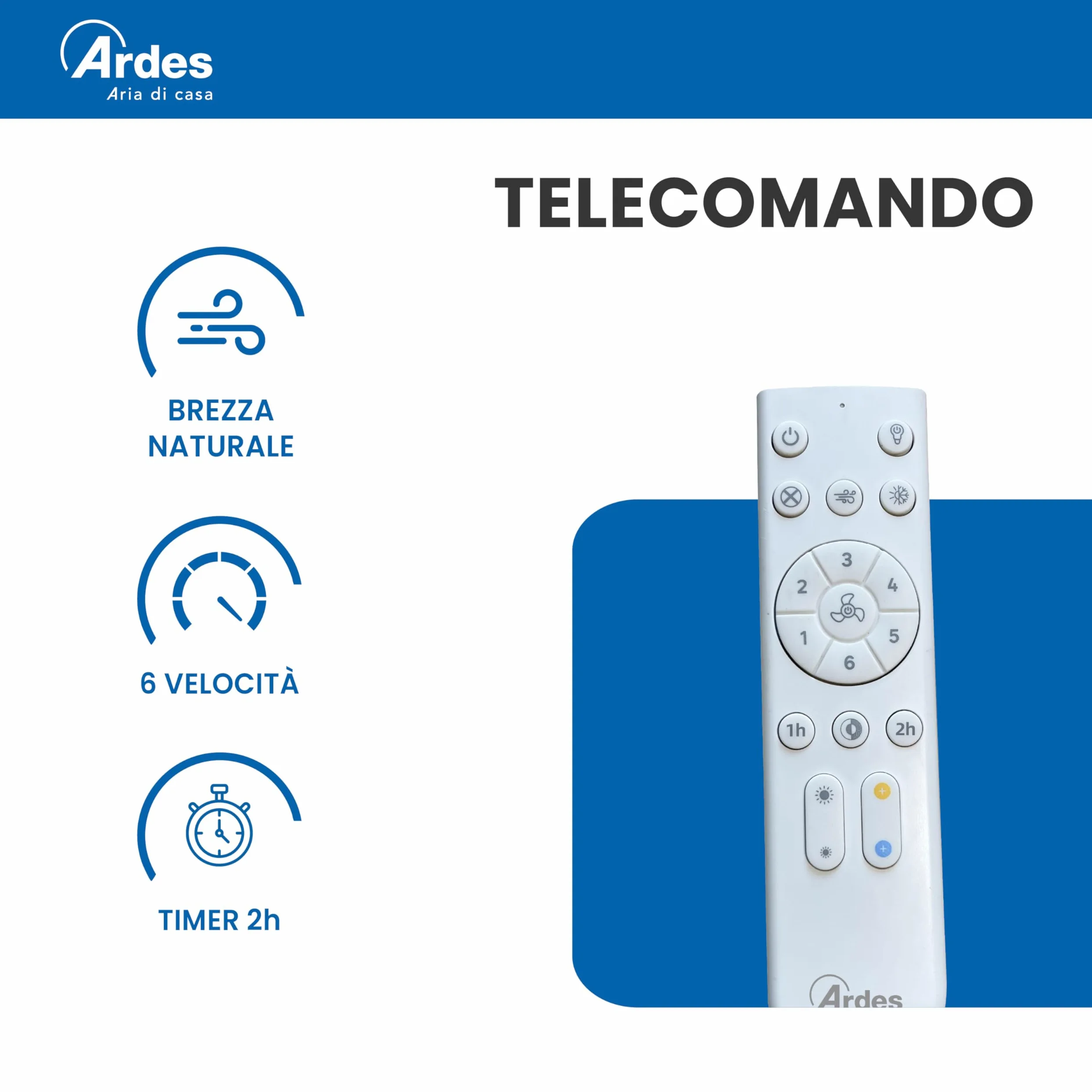 ARDES AIRGLOW EVO AR5PL92 Ventilatore da soffitto Ø92 cm con motore DC 59 W, pale retrattili e luce LED 2200 lm regolabile 3000–6000 K per uso domestico