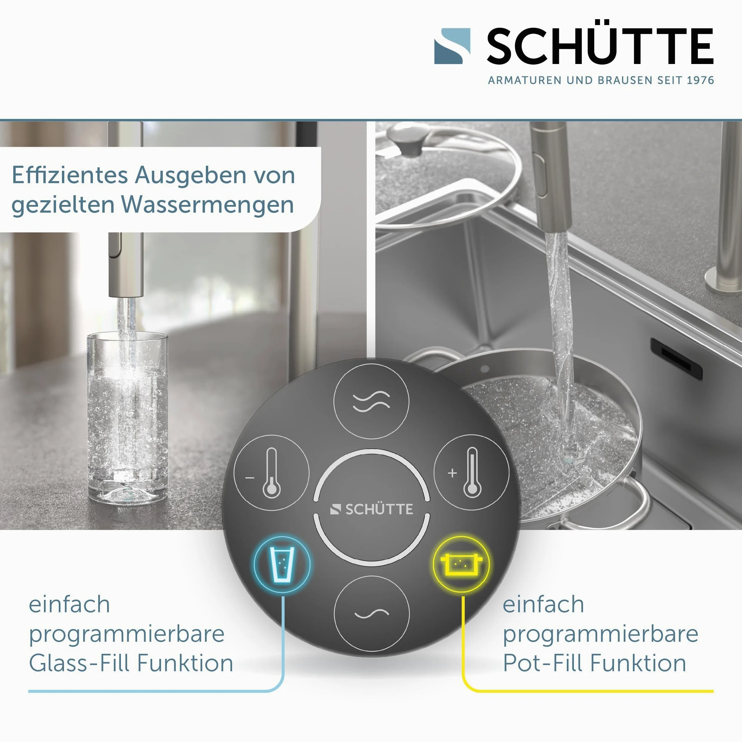 SCHÜTTE Aquadot, rubinetto digitale per lavello con controllo intelligente, rubinetto moderno da cucina con tubo soft touch, effetto acciaio inox/nero