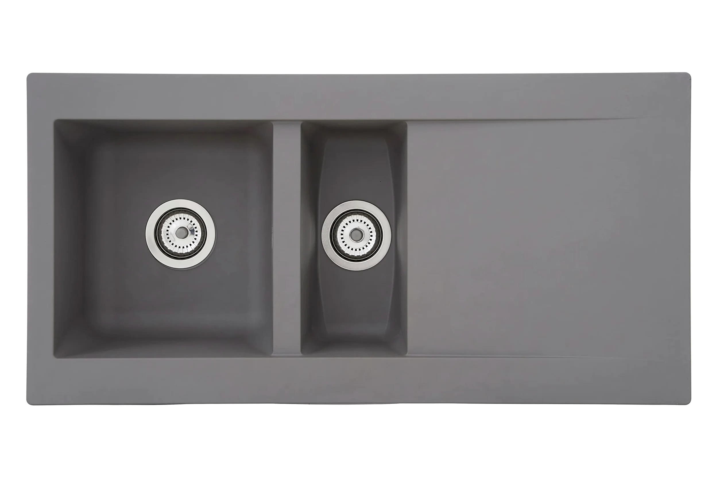 Respekta Lavello da Cucina Denver in Mineralite Color Grigio Cemento, Lavello da Incasso a 1,5 vasche, dimensioni 100 x 50 cm, Lavello Adatto per Mobili Sottolavello da 60 cm di Larghezza