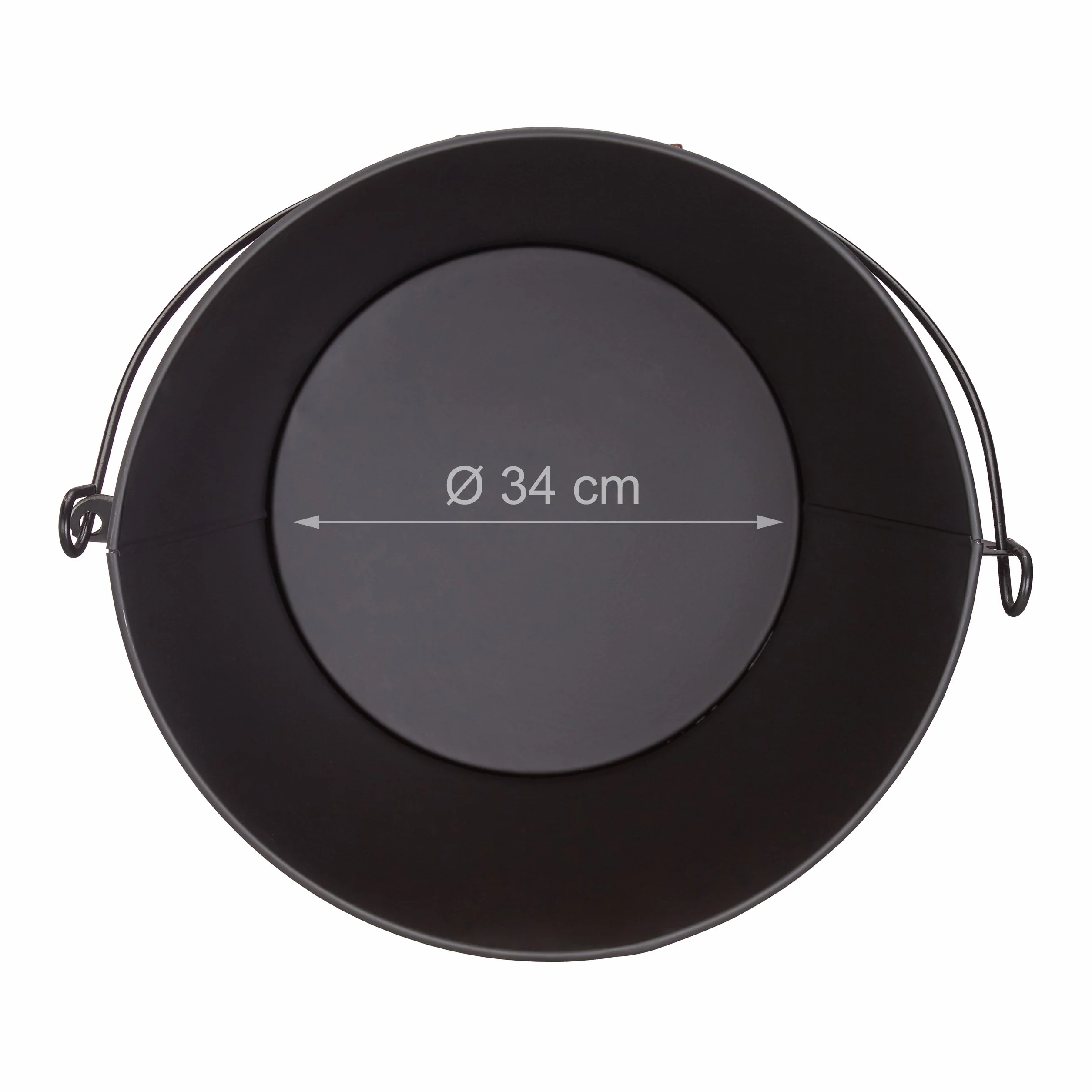 Relaxdays Secchio Raccogli Cenere con Coperchio, da 24 L, Coperchio con Manico & Impugnatura in Legno, Nero