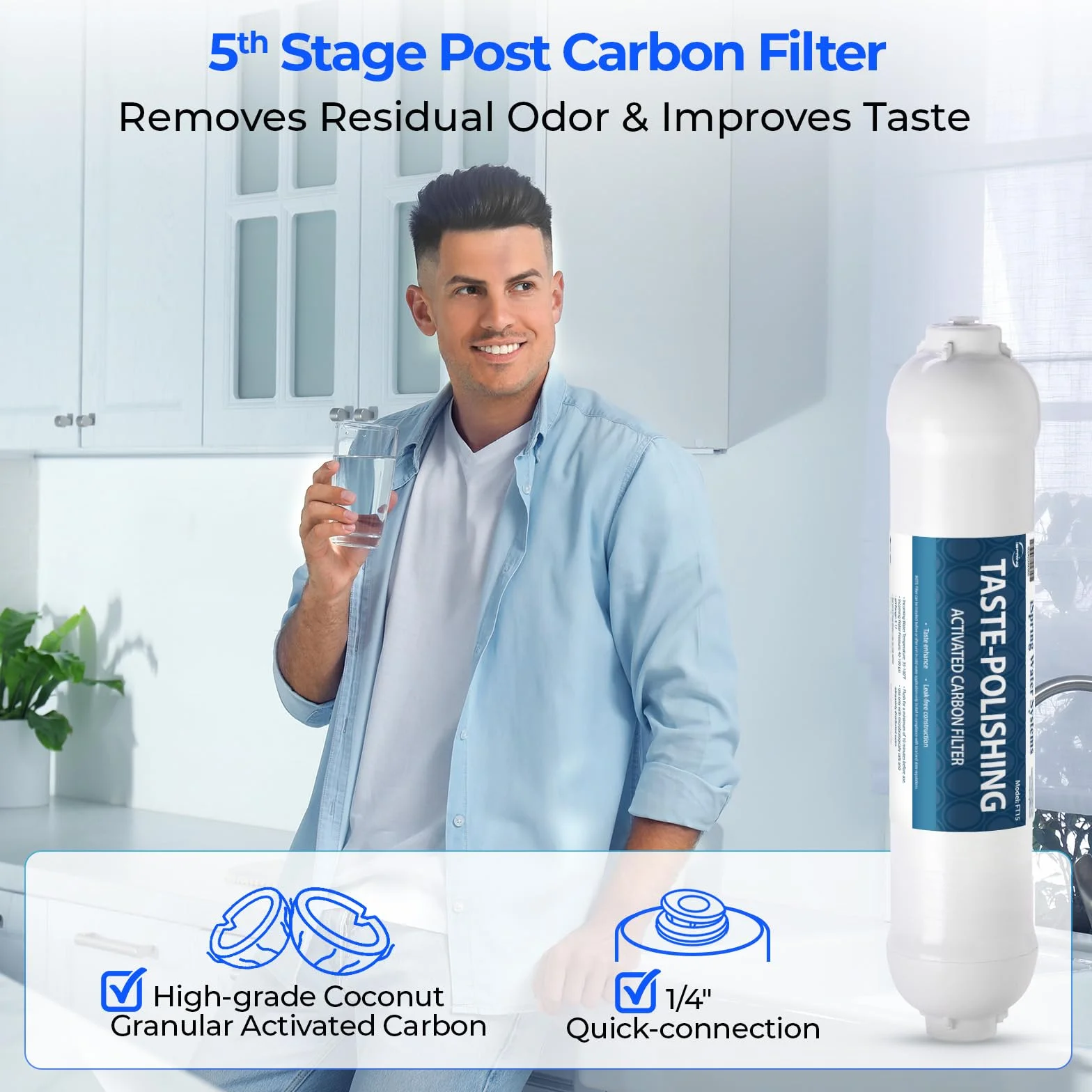 iSpring F9K Set di Cartucce di Ricambio per Filtro dell'acqua 1 Anno per Sistemi di Filtrazione a Osmosi Inversa Minerale Alcalina a 6 Stadi, Senza Membrana RO, Bianco