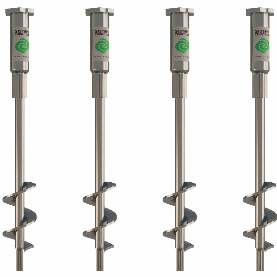 Viti per terreno T-BLOCK - Kit di 4 viti di ancoraggio a terra per gazebo e arredo da giardino. Ecologici, L 38 cm Ø 28-14 esagono da 41 mm con punto fisso M10.