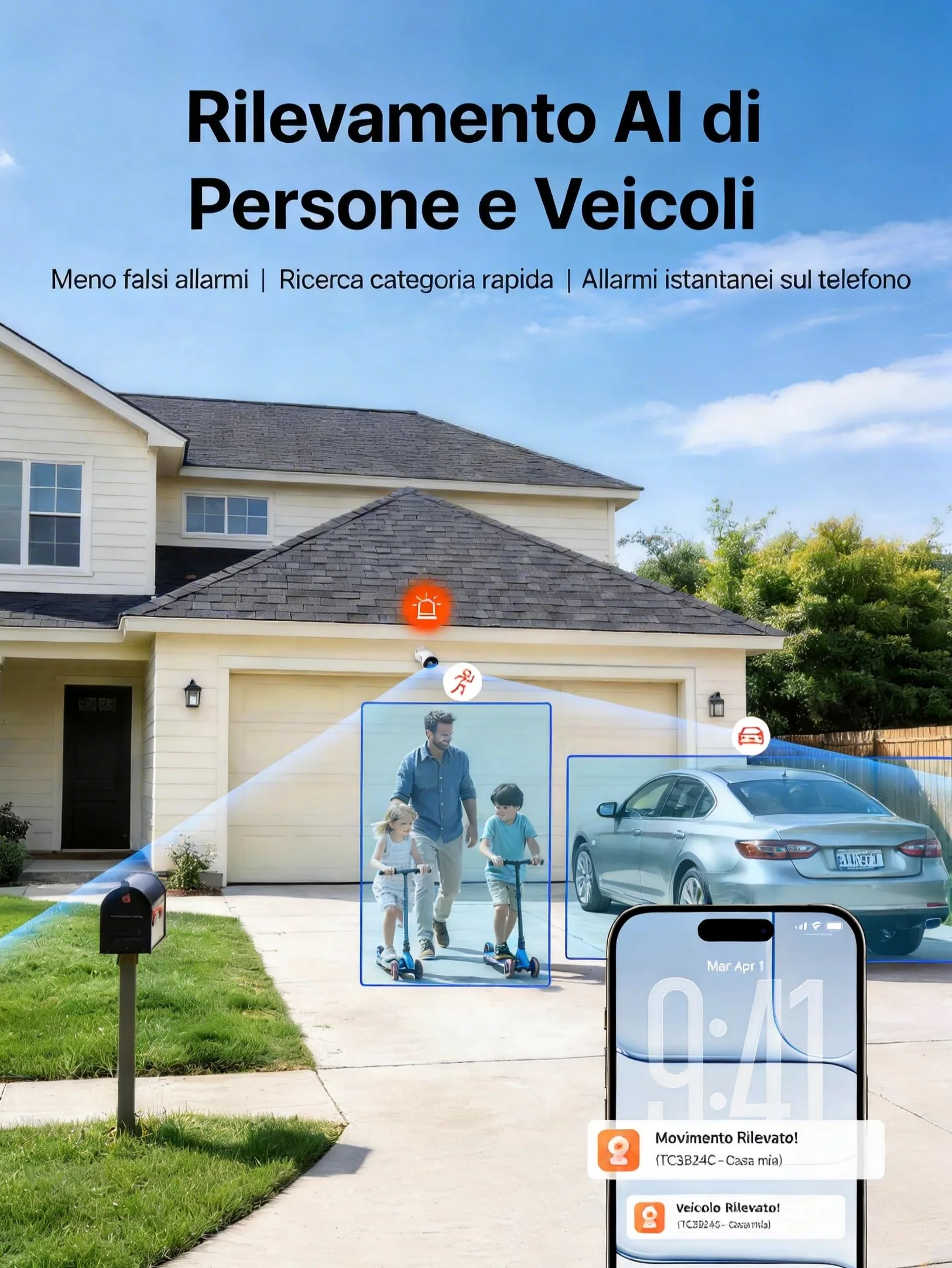 Tenda Kit di videosorveglianza PoE per esterni con 4 telecamere da 4 MP e 1 NVR, HDD da 1 TB (supporta fino a 10 TB) per videosorveglianza 24/7, telecamera IP PoE con rilevamento AI delle persone, vis