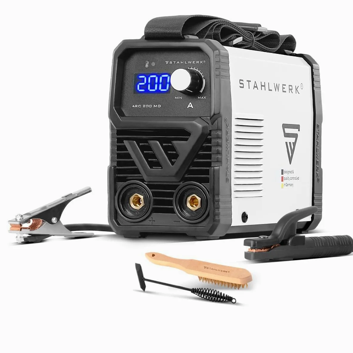 STAHLWERK Saldatrice ad elettrodo ARC 200 MD – MMA & Lift-TIG (DC) fino a 200 A, uso flessibile senza gas, compatta & leggera 3,4 kg, Smart Cooling, Hotstart automatico
