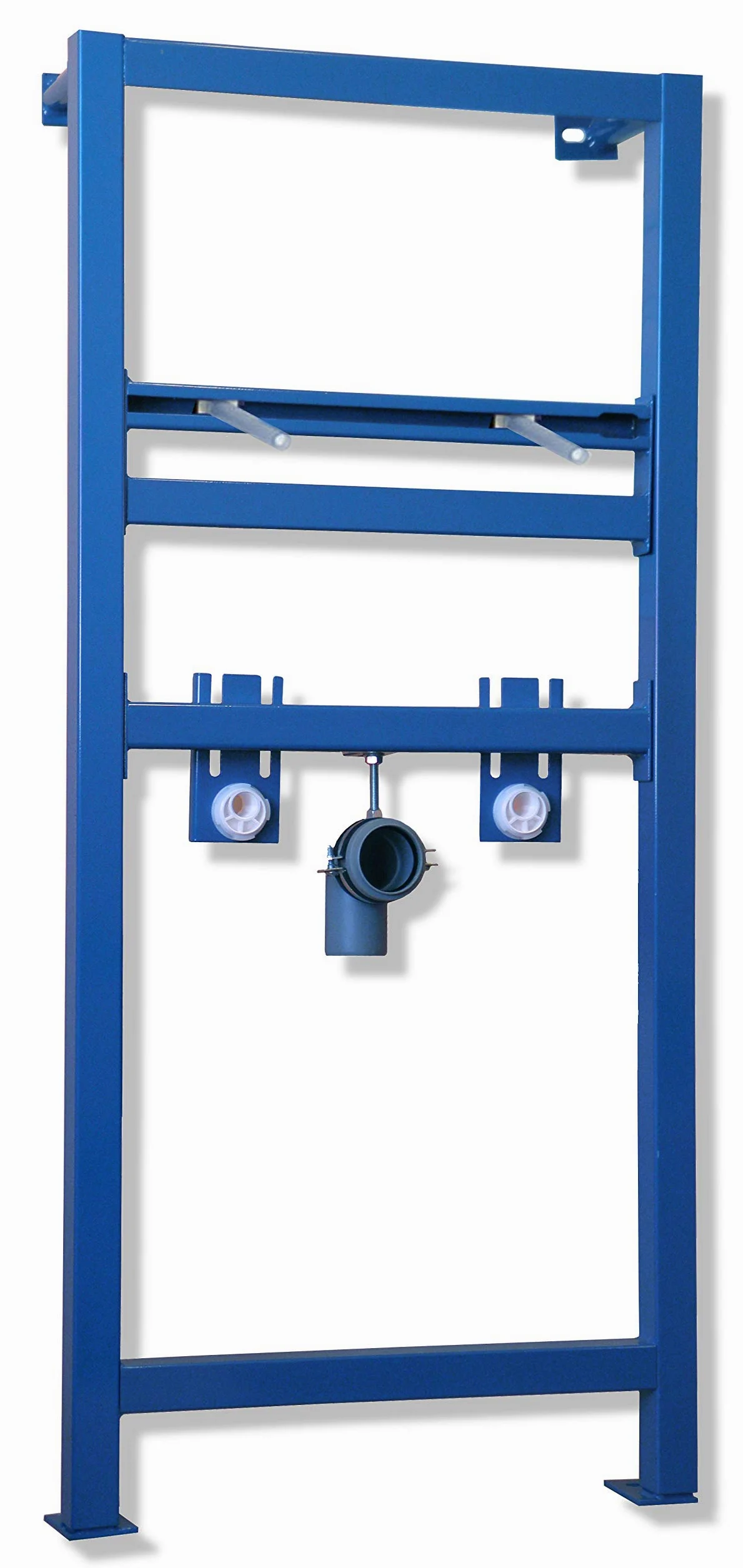 Lavita Base Elemento di montaggio per lavabo con rubinetteria monocomando, elemento a parete autoportante per lavabo, telaio verniciato a polvere, altezza regolabile 111-134 cm