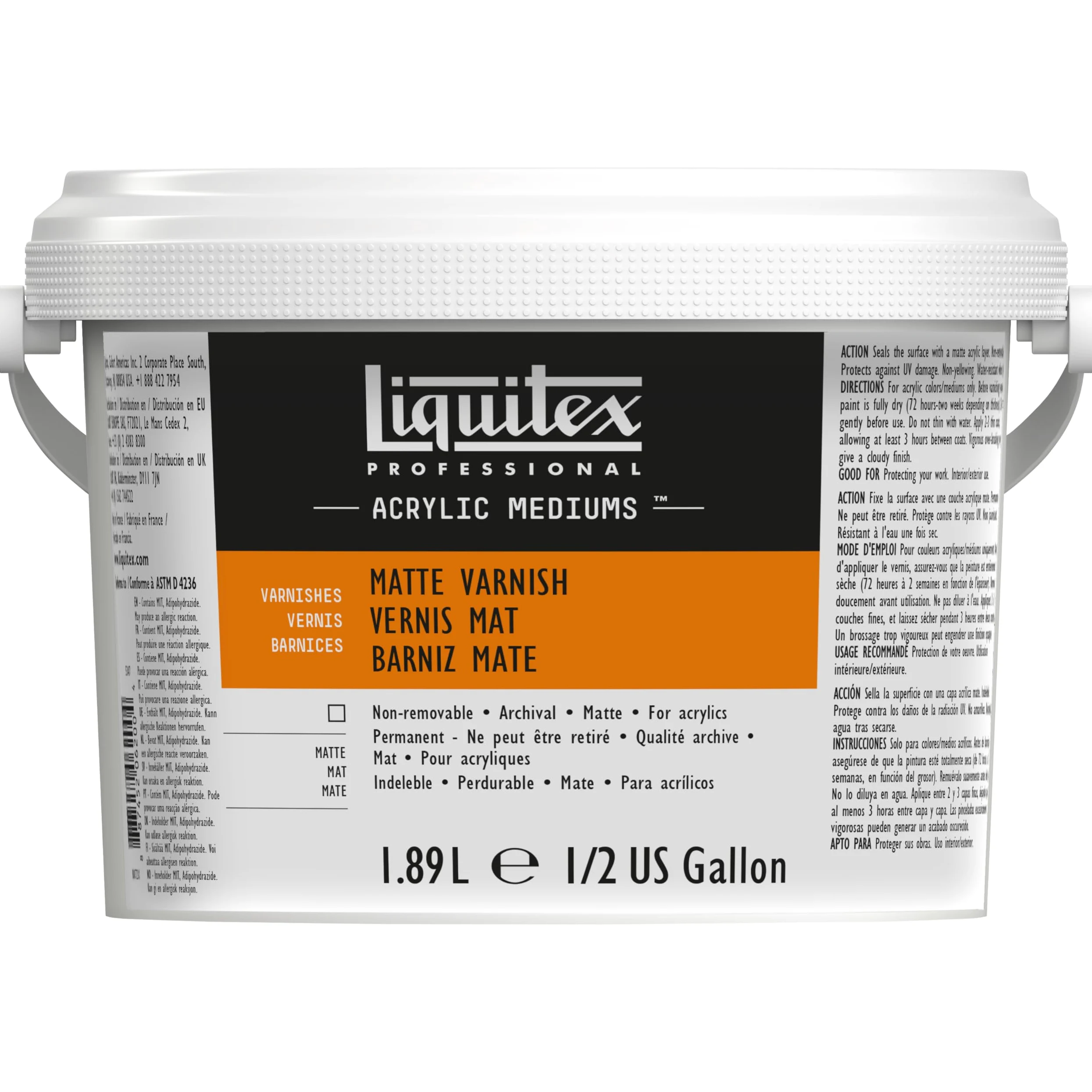 Liquitex 5347 Professional vernice opaca, vernice finale per colori acrilici - superficie semiopaca, non ingiallente, resistente all'invecchiamento, ad asciugatura rapida - bottiglia da 1,89 litri
