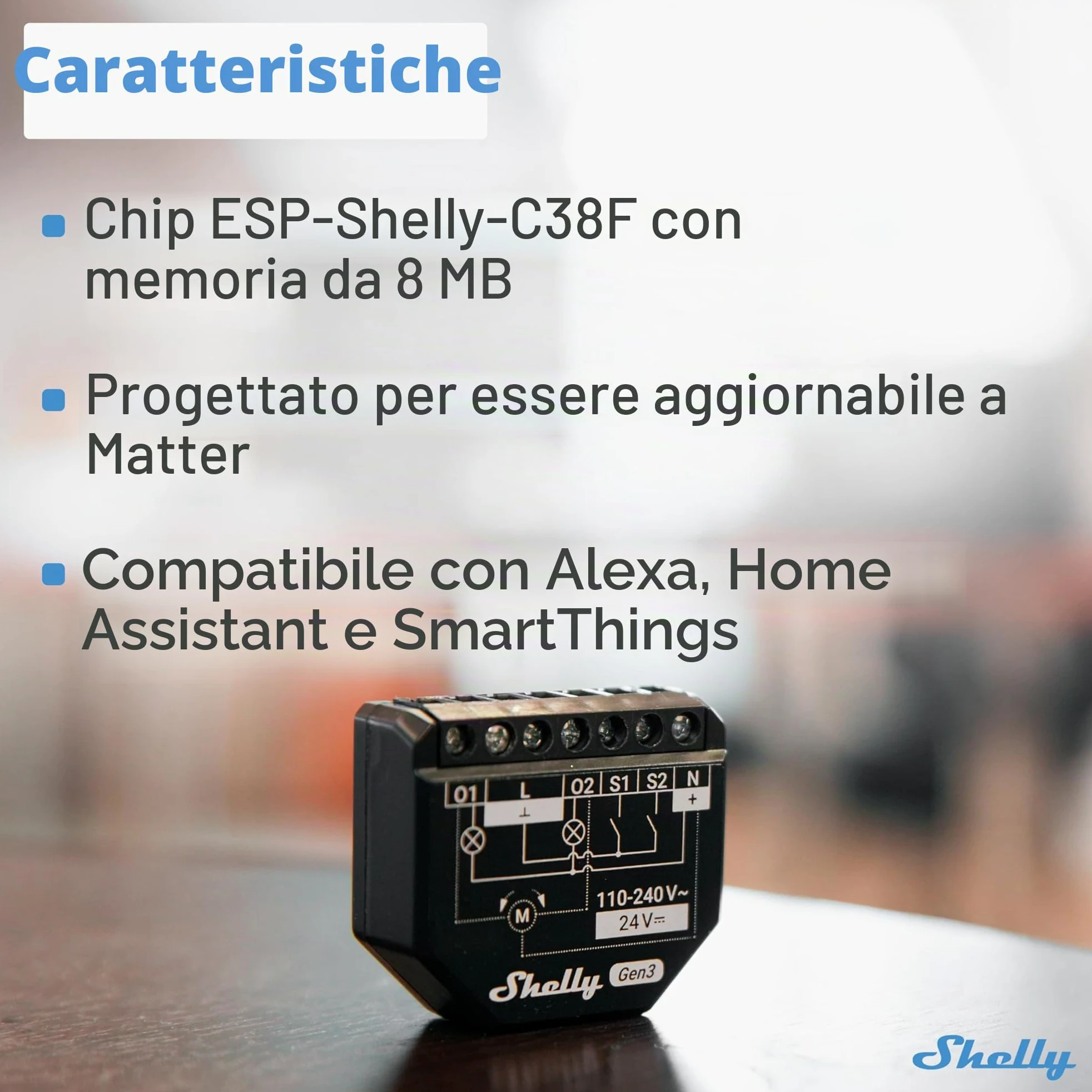 Shelly 2PM Gen3, Wi-Fi Interruttore Intelligente Relé, 2 Canali, 16А, Monitora il Consumo di Energia, Controllo Remoto e Automazione, Illuminazione, Nessun Hub Richiesto, Alexa, Google Home (4 pezzi)