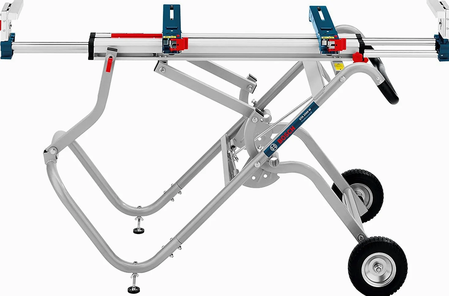 Bosch Professional Banco da lavoro e da trasporto GTA 2500 W per troncatrici radiali (lunghezza 1.044 mm, lunghezza con prolunga 2.504 mm, peso 34,8 kg, incl. supporto macchina)