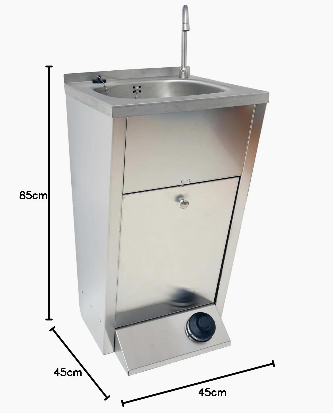 Express Water Silver, Lavandino Lavabo Lavello, Portatile Autonomo Trasportabile, con Serbatoio d'Acqua, in Acciaio Inox, con Comando a Pedale, Certificato per ASL, per Negozi e Studi Medici