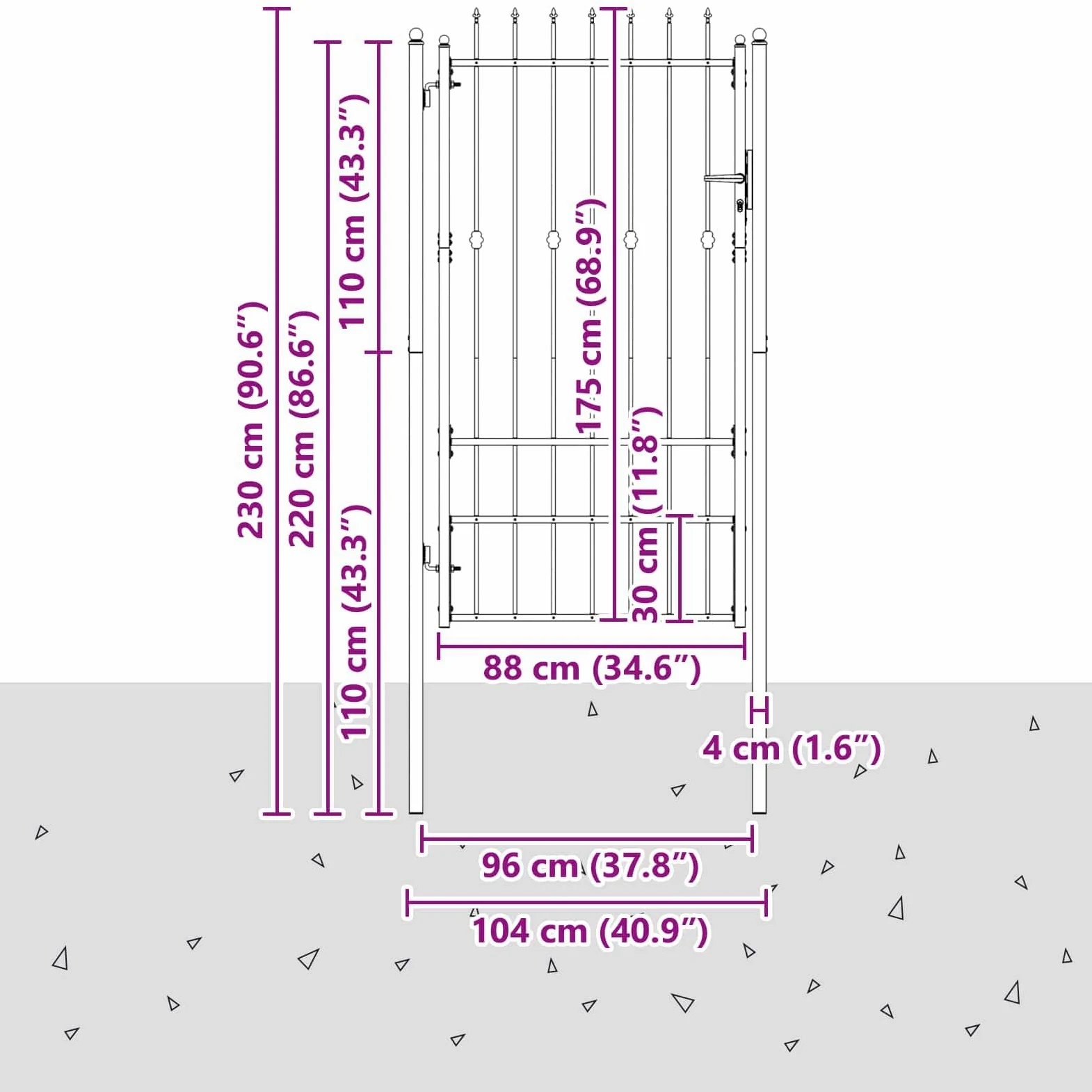 vidaXL Cancello per recinzione HORST 100 x 175 cm Metallo Nero, Cancello di Sicurezza per Esterni, Moderno in Metallo, Resistente e Elegante, Barriera Contro le Intemperie