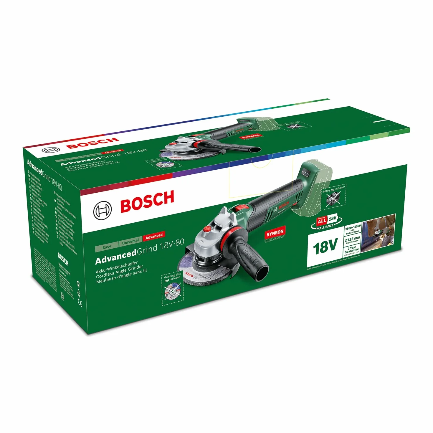 Bosch Home and Garden Minismerigliatrice angolare a batteria AdvancedGrind 18V-80 (senza batteria; 18 Volt System; per smerigliatura, taglio, spazzolatura e levigatura di vari materiali)
