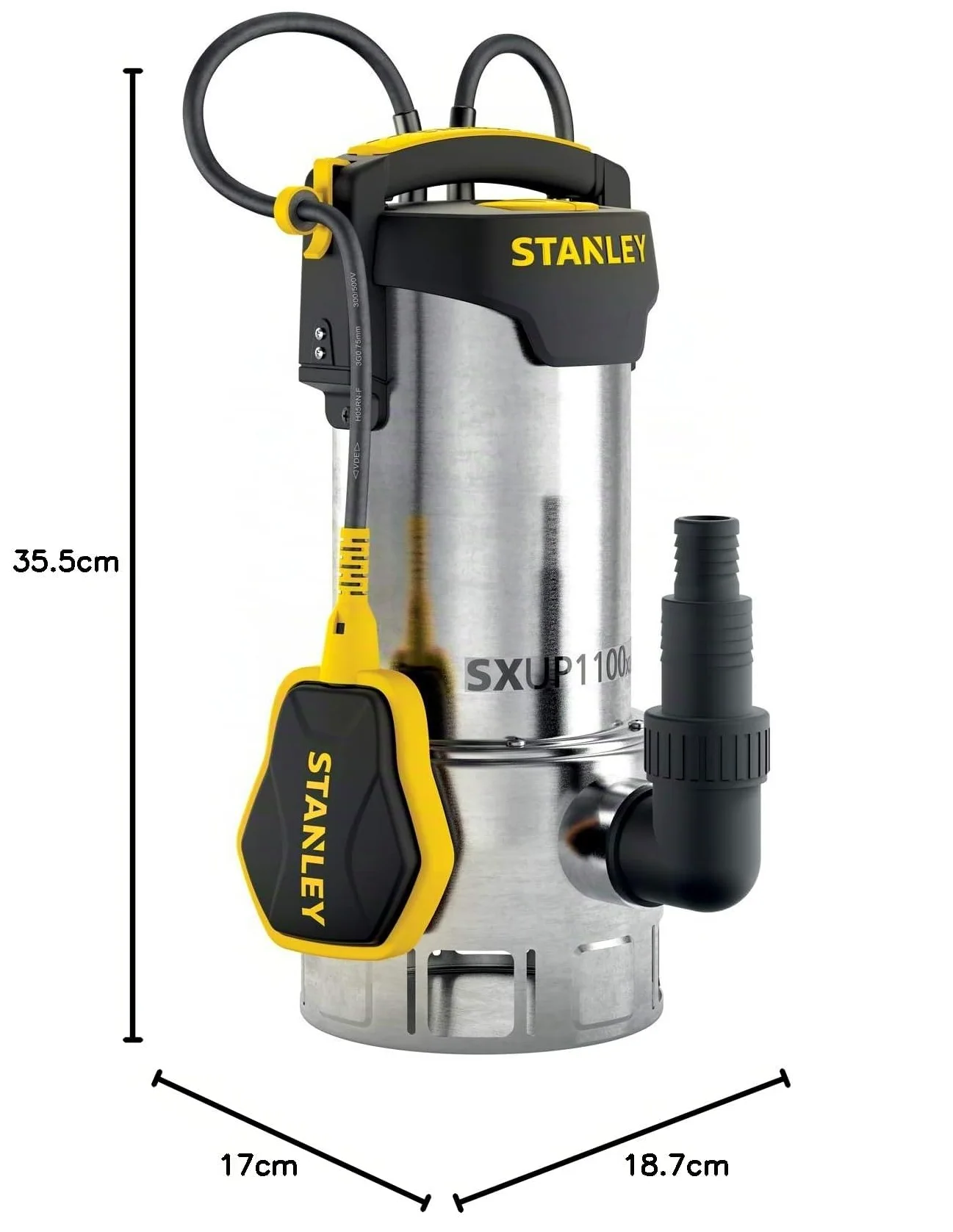 Stanley Pompa Immersione SXUP1100XDE per Acque Scure (1.100 W, Portata max. 16.500 l/h, Prevalenza max. 10,5 m)