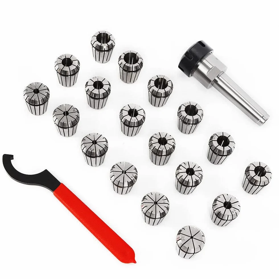 Set di 21 pinze con contenitore MK3, fusto ER32 MT3, per incisione e fresatura di utensili rotanti