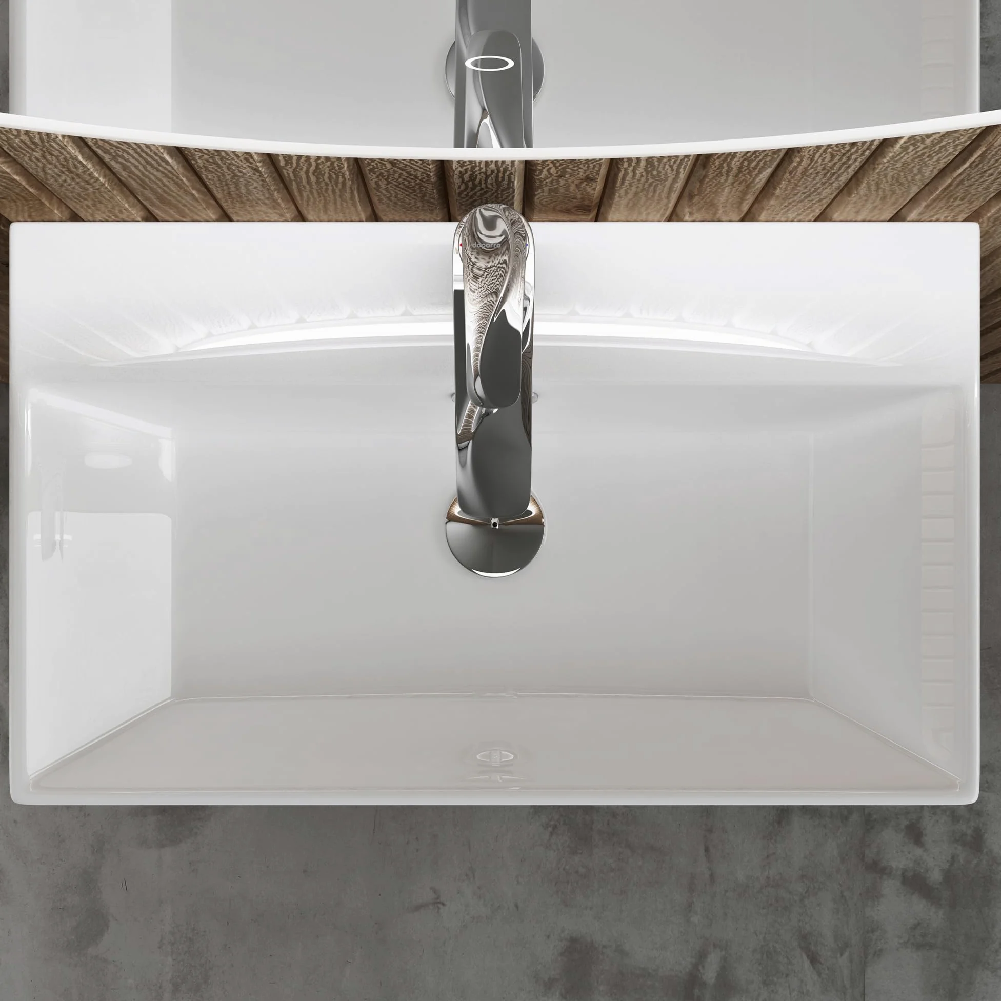 doporro Lavabo Bagno in Ceramica Bianco Lucido 60x36x13 cm – Lavabo Sospeso o da Appoggio Piccolo con Foro Rubinetto e Troppopieno, Brüssel206