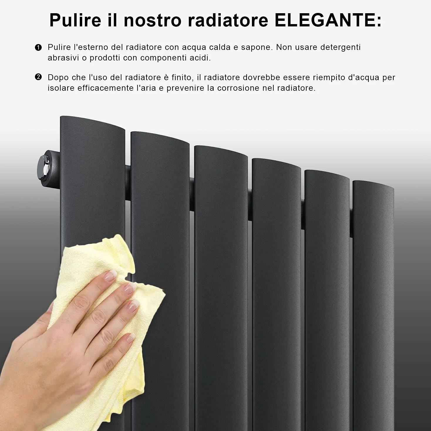 SONNI radiatore termoarreto a parete 1800 x 311 x 48 mm, termosifone a soggiorno potenza 536 W, radiatore verticare strato singolo da bagno, connessioni centrali G 1/2" - Bianco