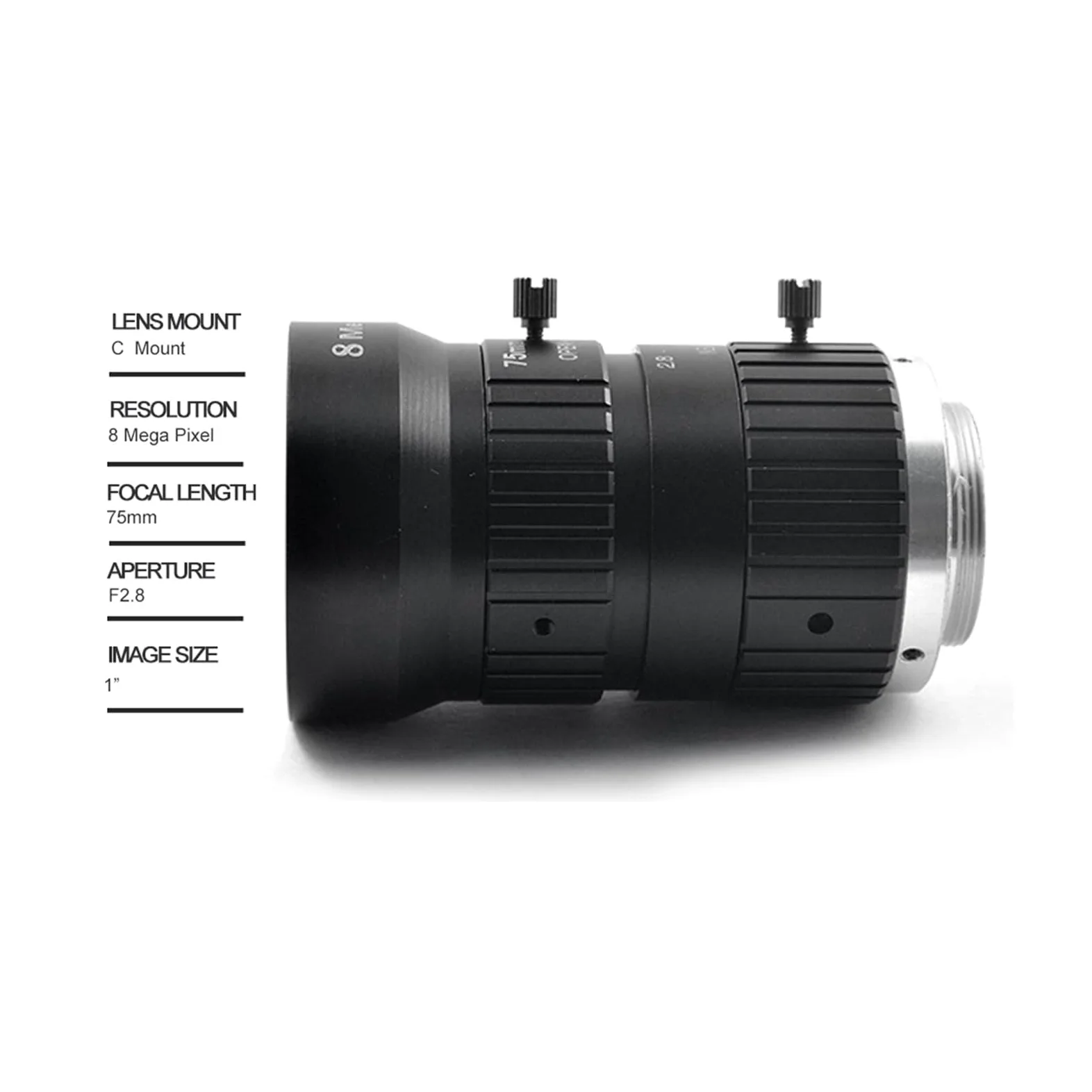 Obiettivo CCTV HD 8MP 75mm C Mount Manuale Iris Manuale Apertura F2.8 1 "Immagine Formate Telecamera di sicurezza Obiettivo industriale - Regolabile